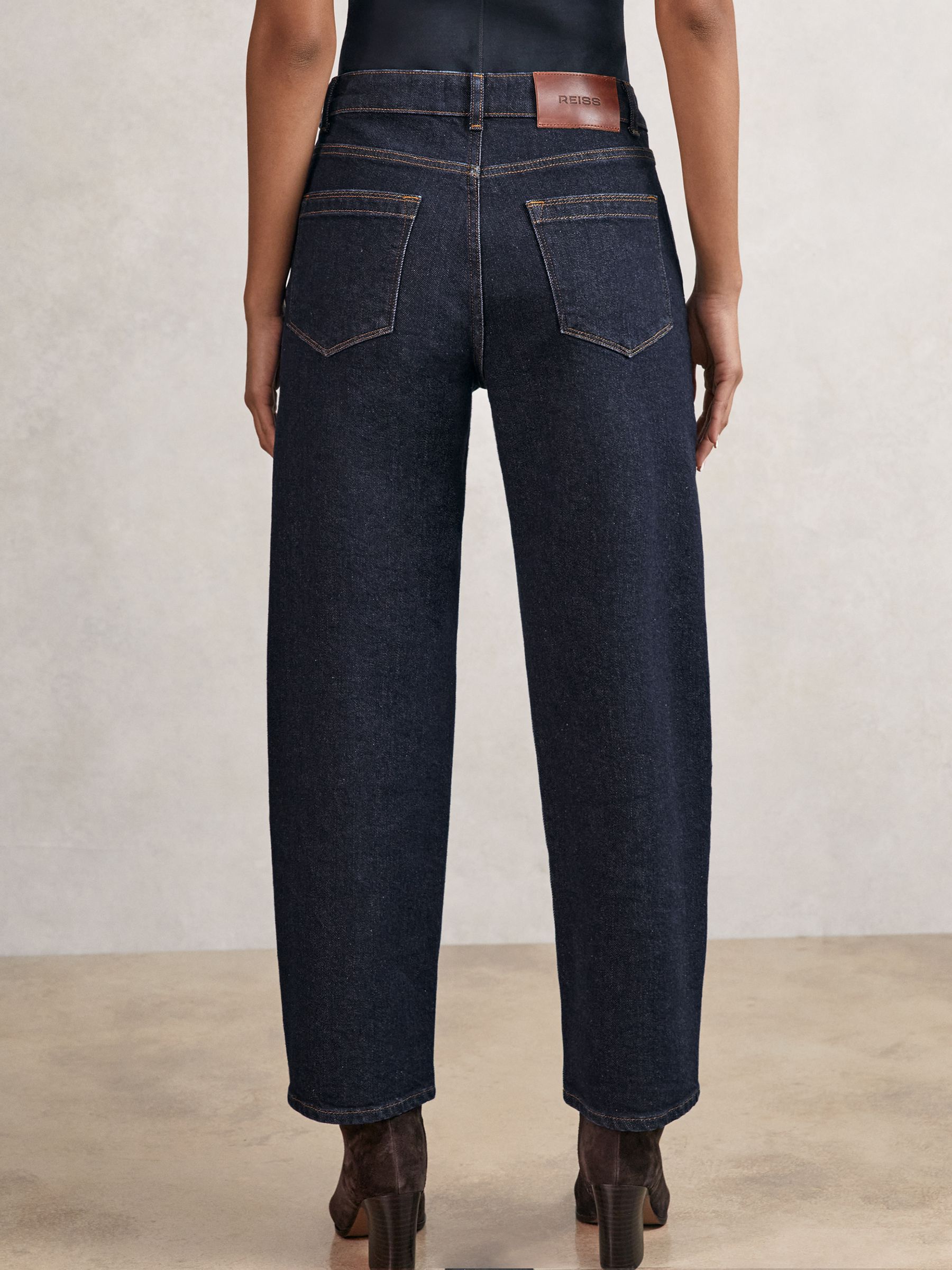 Petite Mid-Rise Straight-Leg Jeans in Dark Blue - image 4