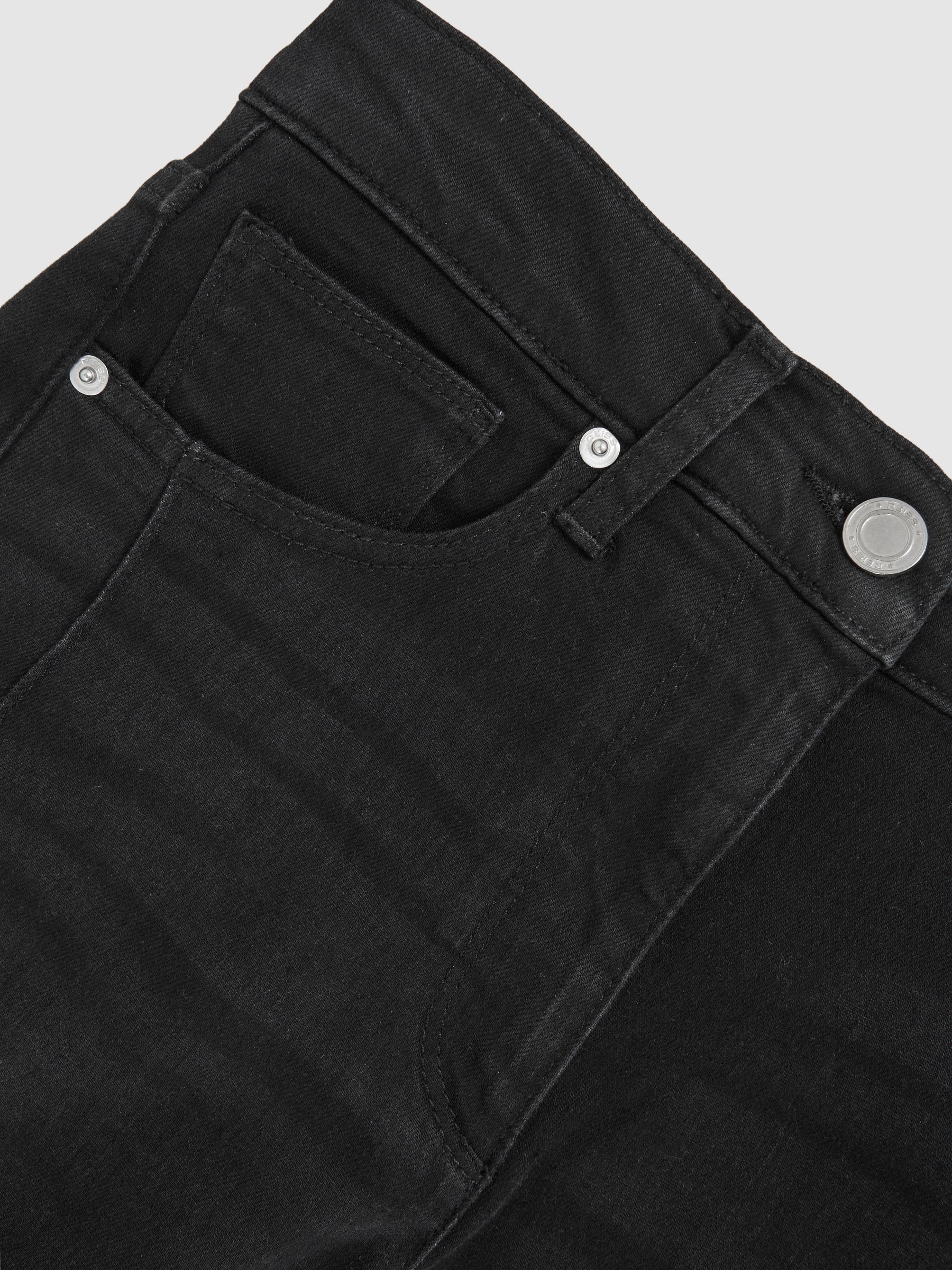 Petite Stretch-Cotton Wide-Leg Jeans in Black - image 3
