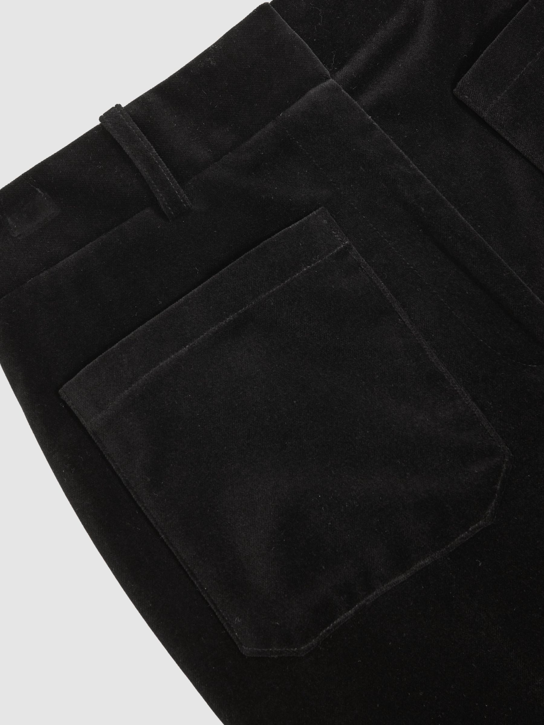 Petite Velvet Flared Trousers in Black - image 4