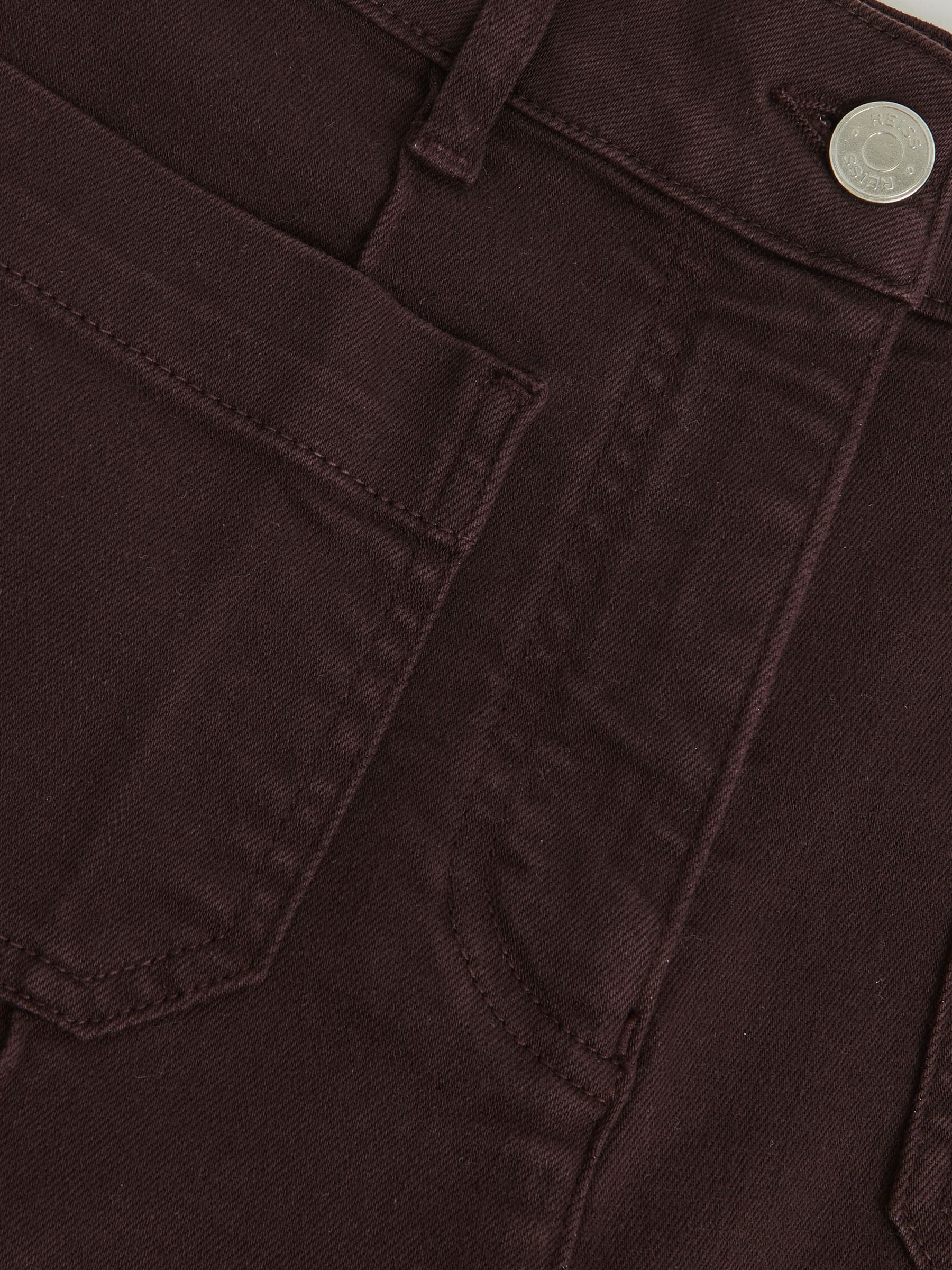 Patch-Pocket Flared Jeans in Burgundy - image 3