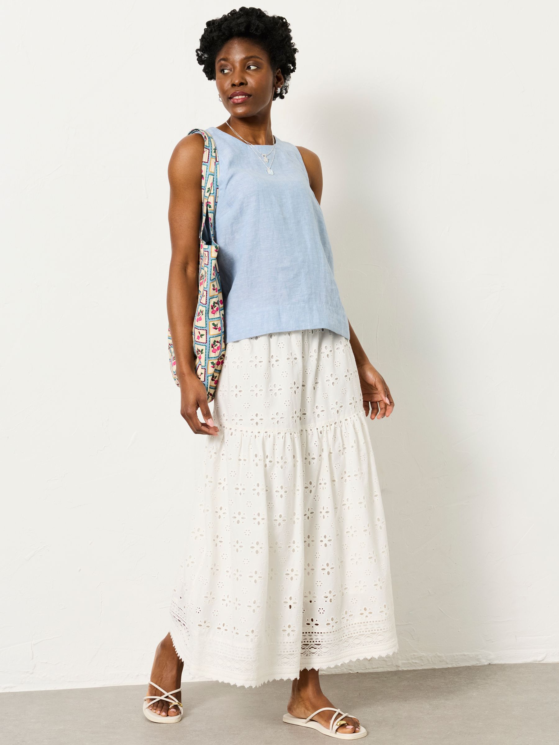 Dara Blue Regular Linen Blouse - Image 5 of 6