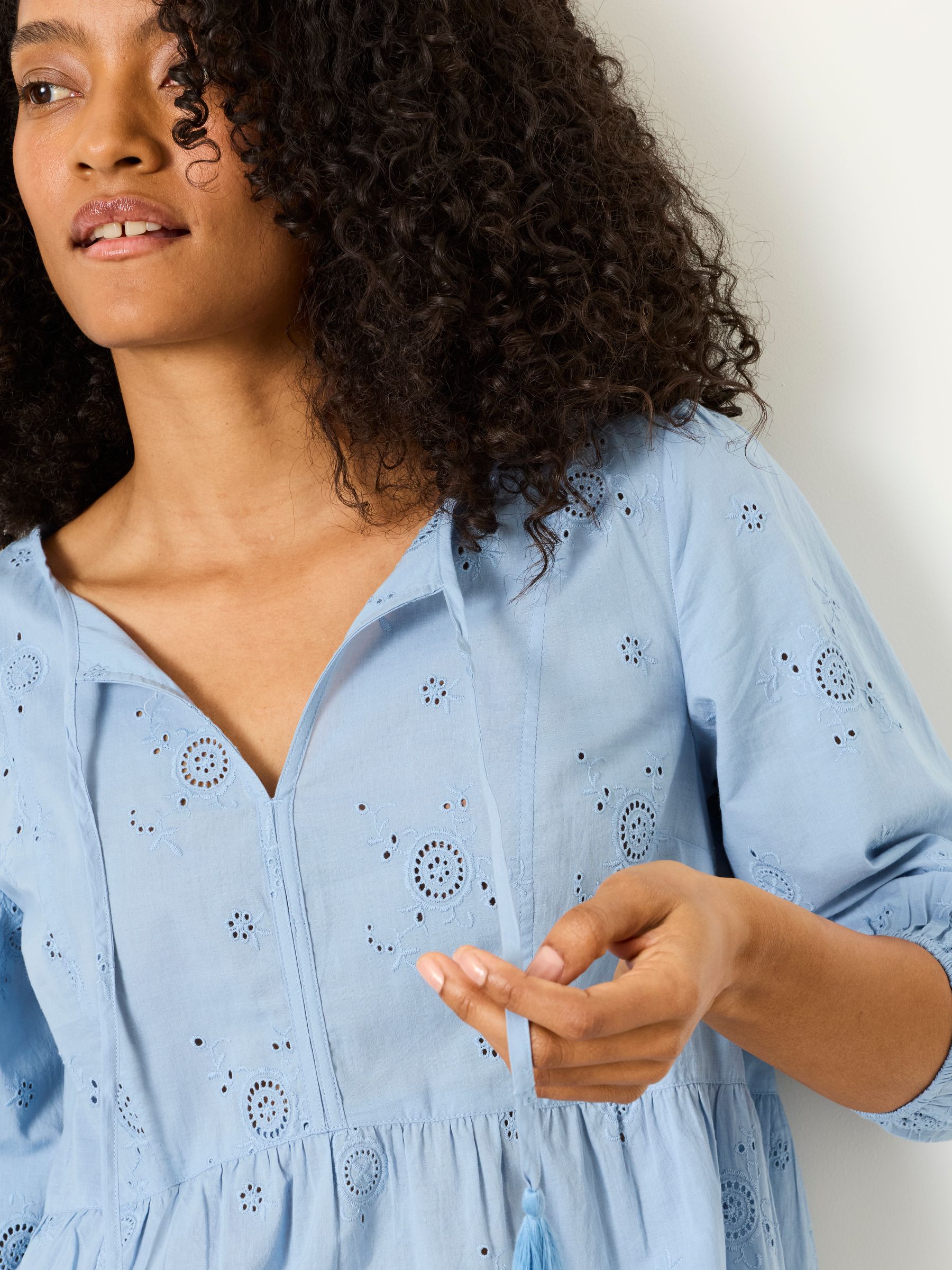 Rue Blue Regular Broderie Tunic | FatFace USA