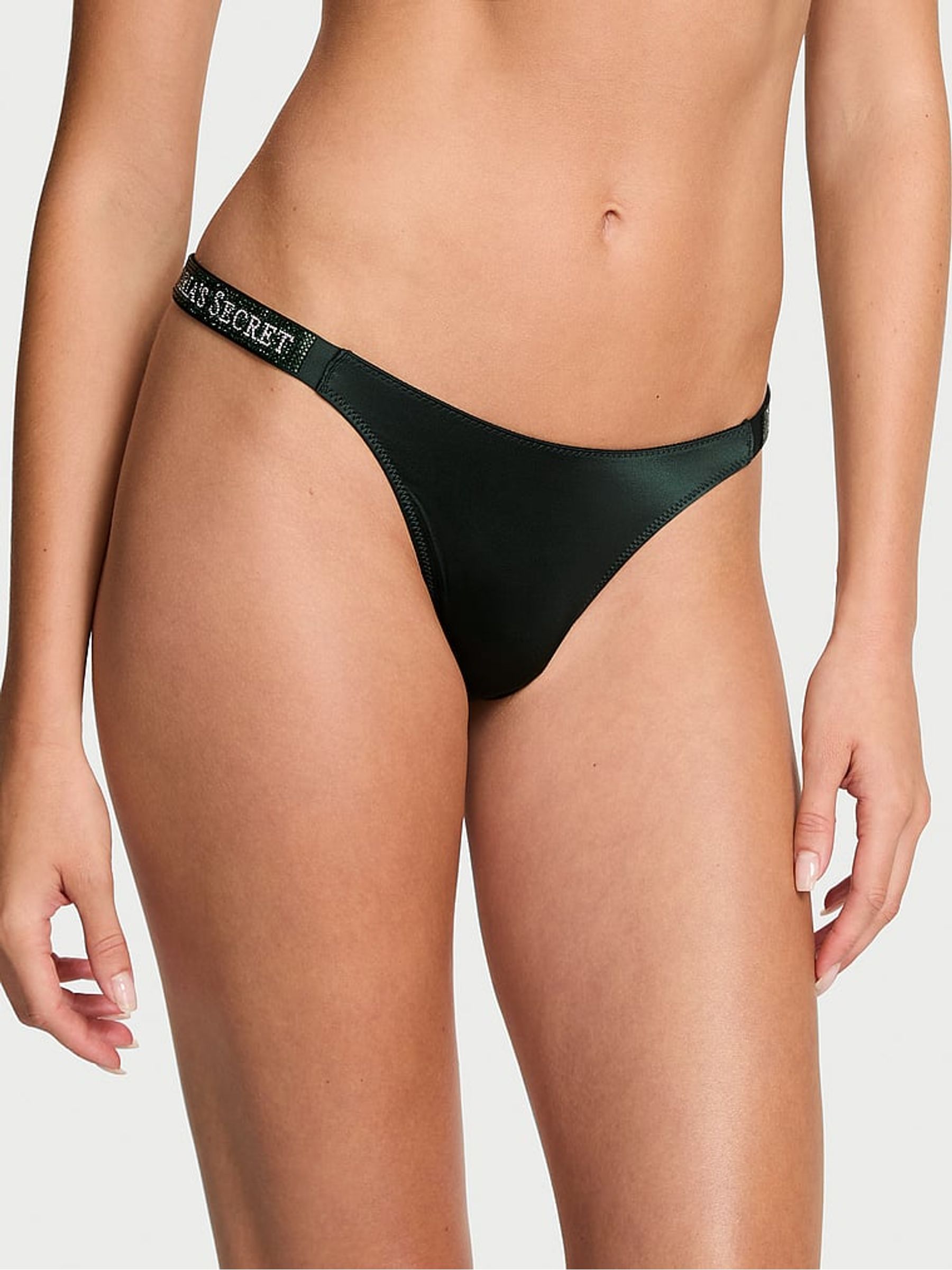 Cilantro Green Thong Shine Strap Knickers - Image 1 of 3 Cilantro Green Thong Shine Strap Knickers - Image 1 of 3