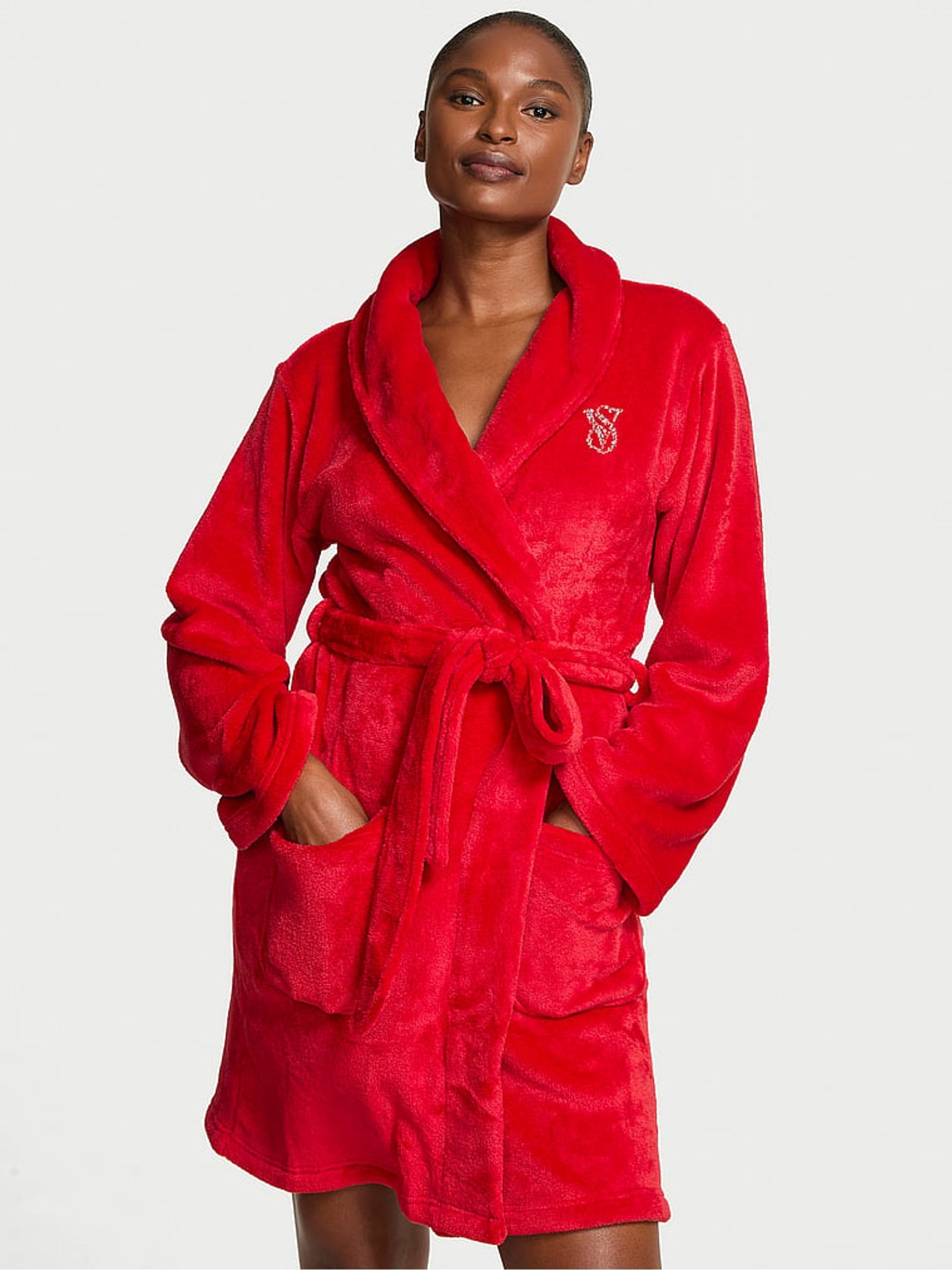 Lipstick Red Fluffy Short Dressing Gown - Image 1 of 2