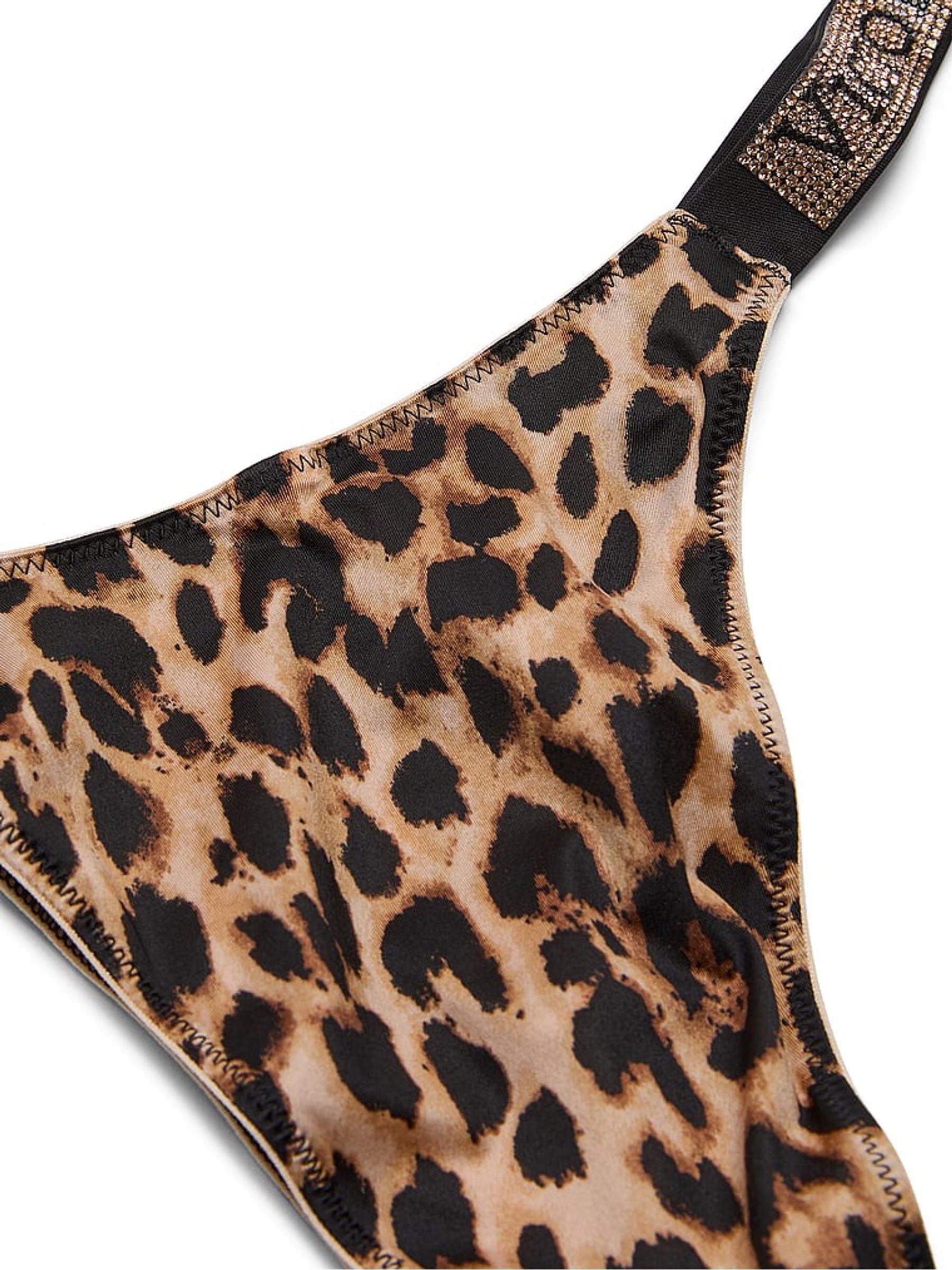 Leopard Print Brown Brazilian Shine Strap Knickers - Image 4 of 4