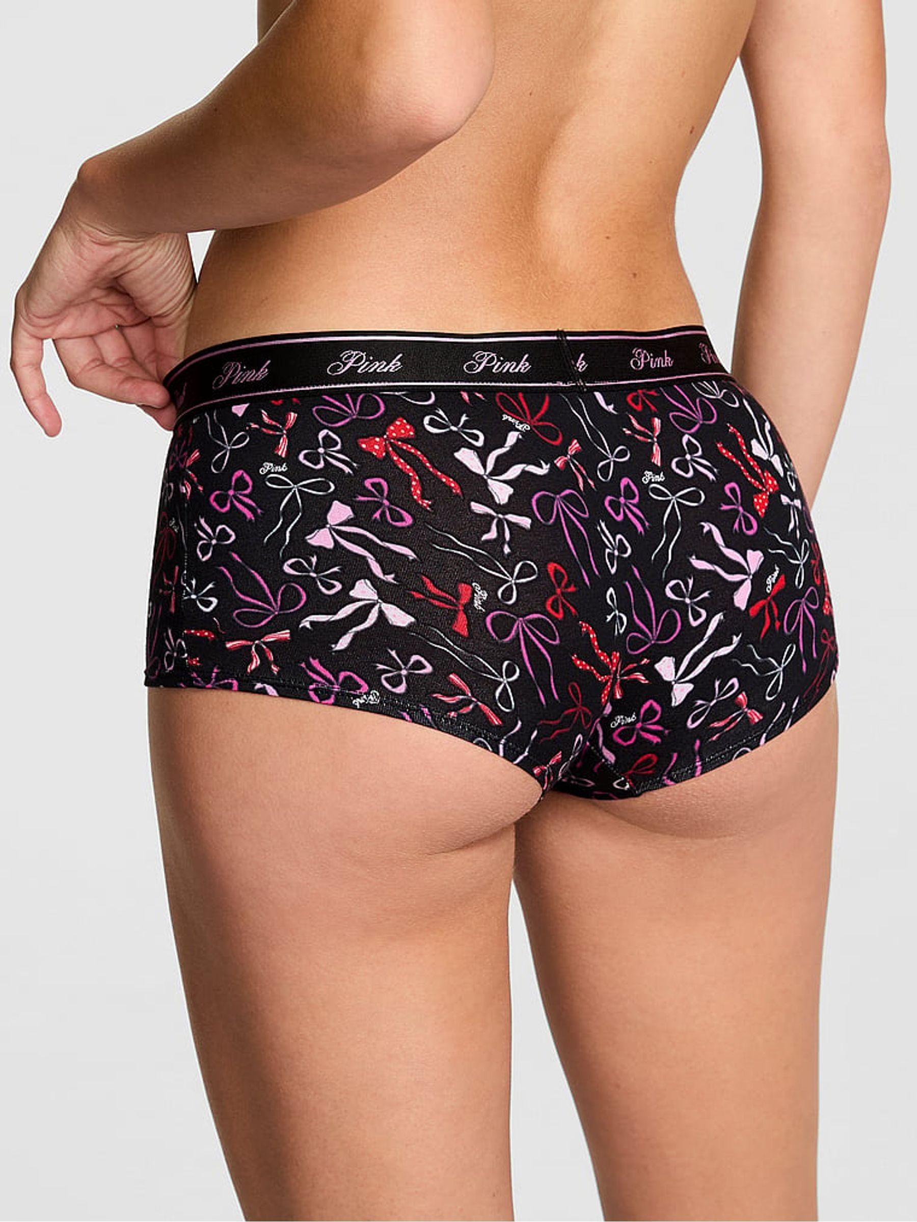 Black Bow Print Boyshort Cotton Logo Knickers - Image 2 of 2