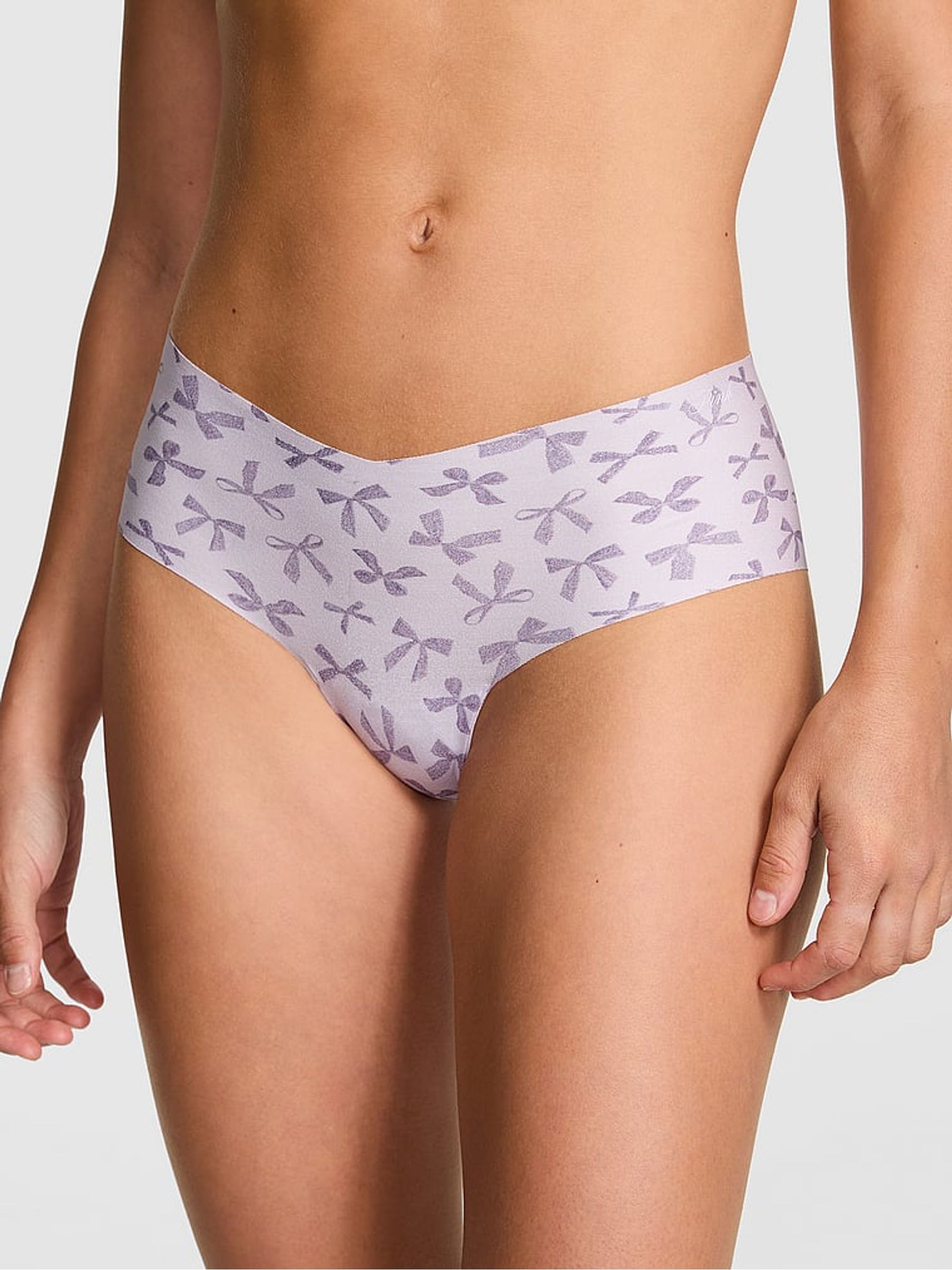 Purple Bow Print Cheeky No Show Knickers - Image 1 of 2 Purple Bow Print Cheeky No Show Knickers - Image 1 of 2