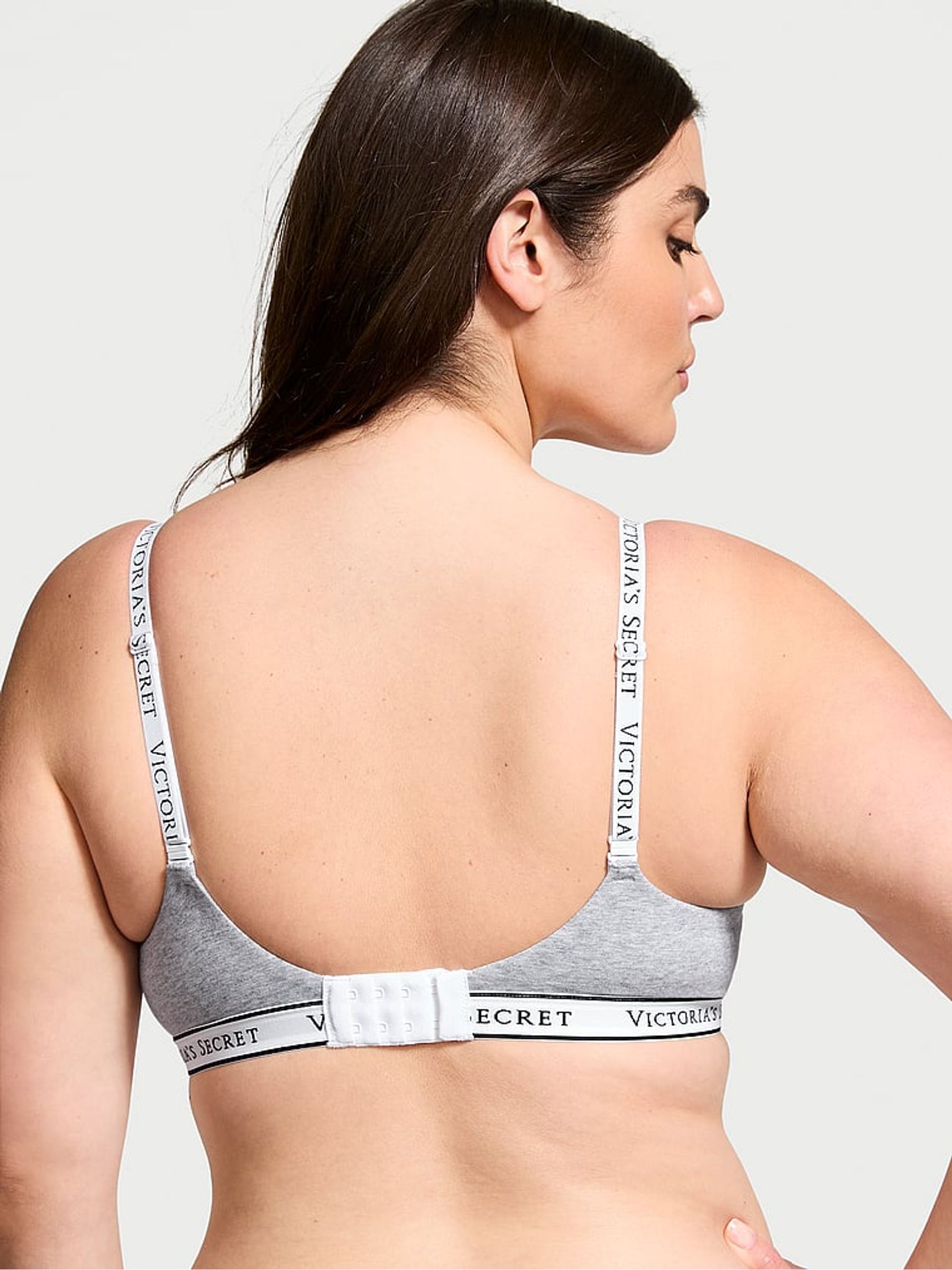 Medium Heather Grey Band Full Cup Push Up Cotton Logo Bra - Image 2 of 3