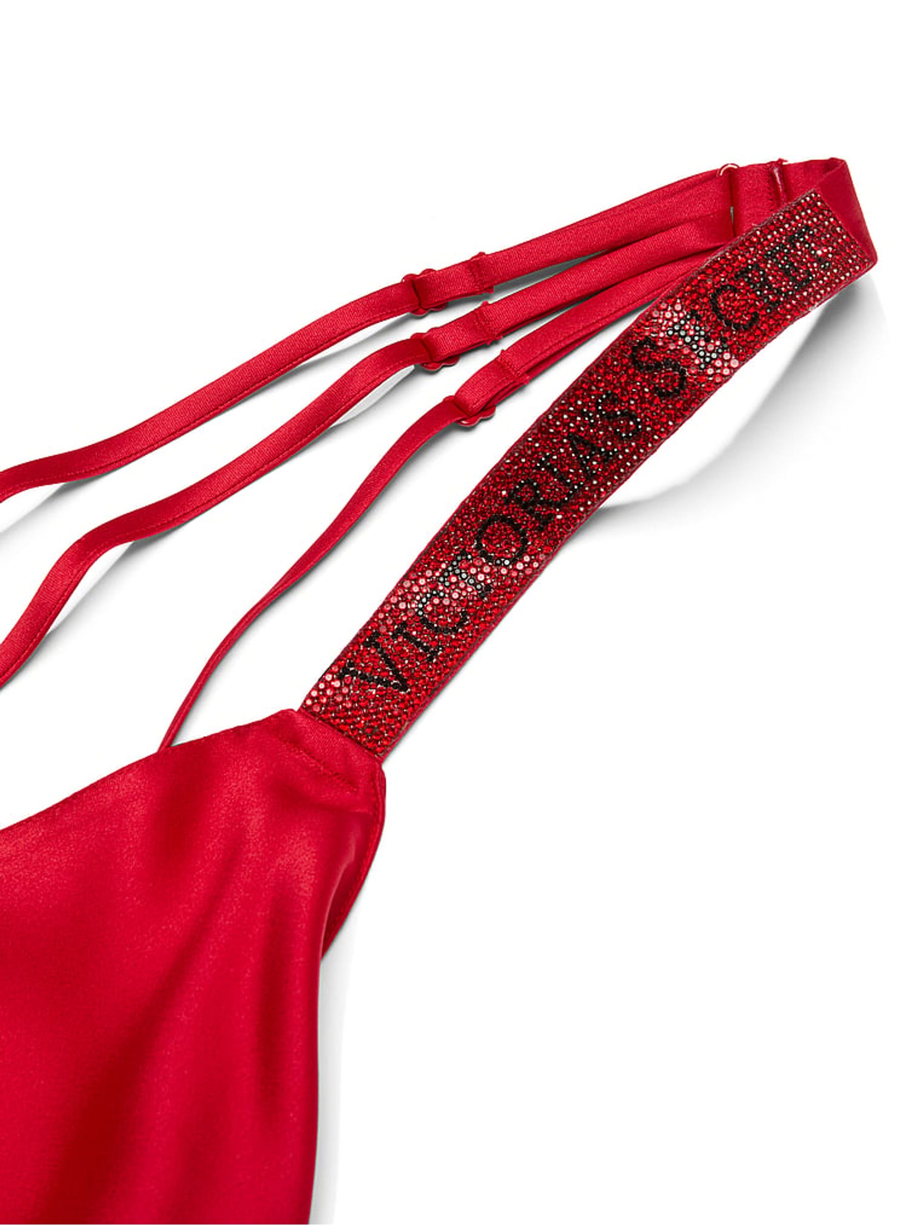 Lipstick Red Shine Satin Strappy Back Slip - Image 3 of 3