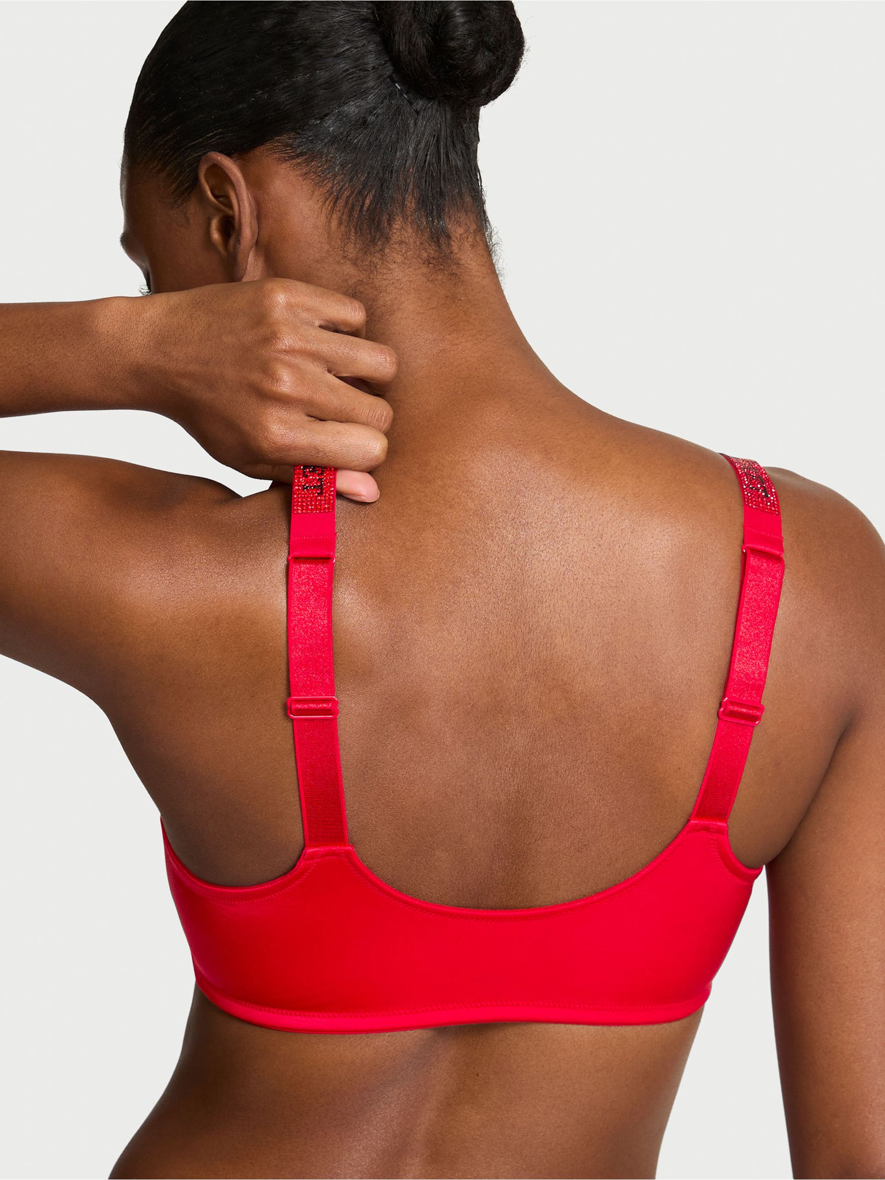 Lipstick Red Shine Strap Scoop Bralette - Image 2 of 2