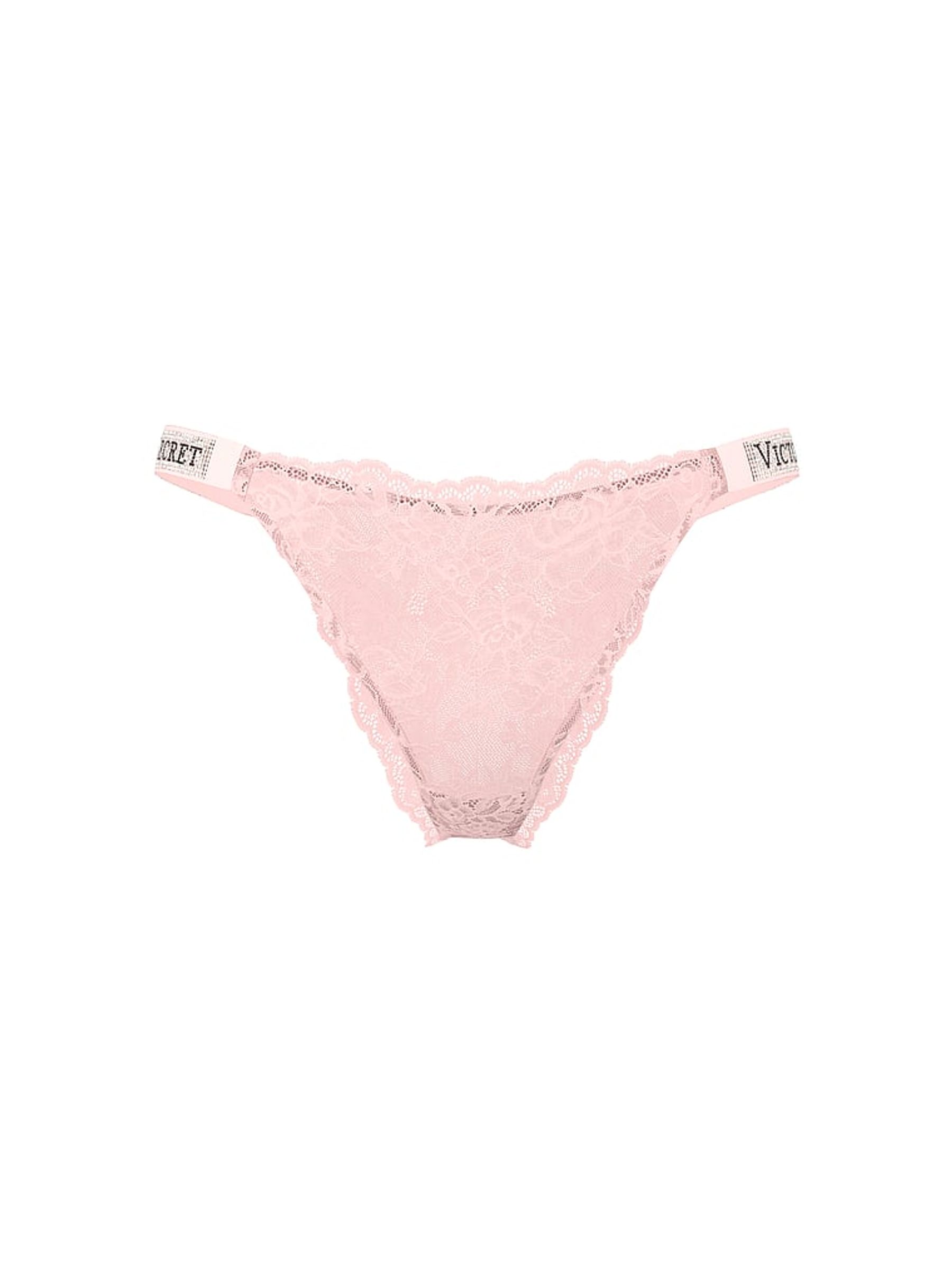 Angel Pink Brazilian Shine Strap Lace Knickers - Image 1 of 1