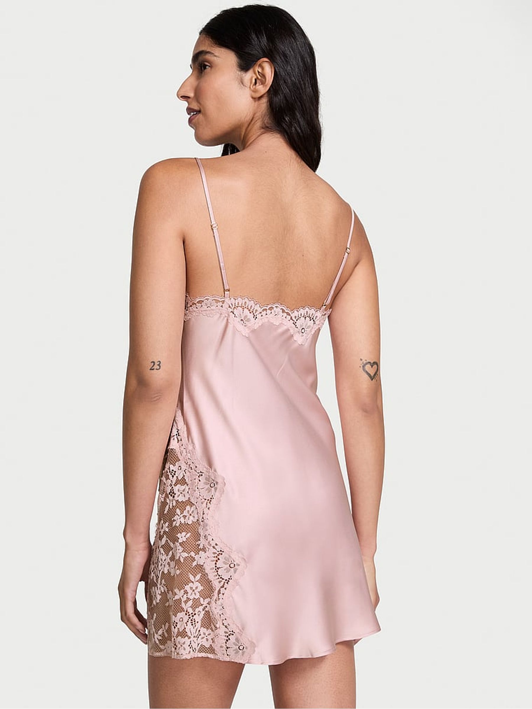 Bare All Pink Mini Lace & Satin Slip - Image 2 of 2 Bare All Pink Mini Lace & Satin Slip - Image 2 of 2