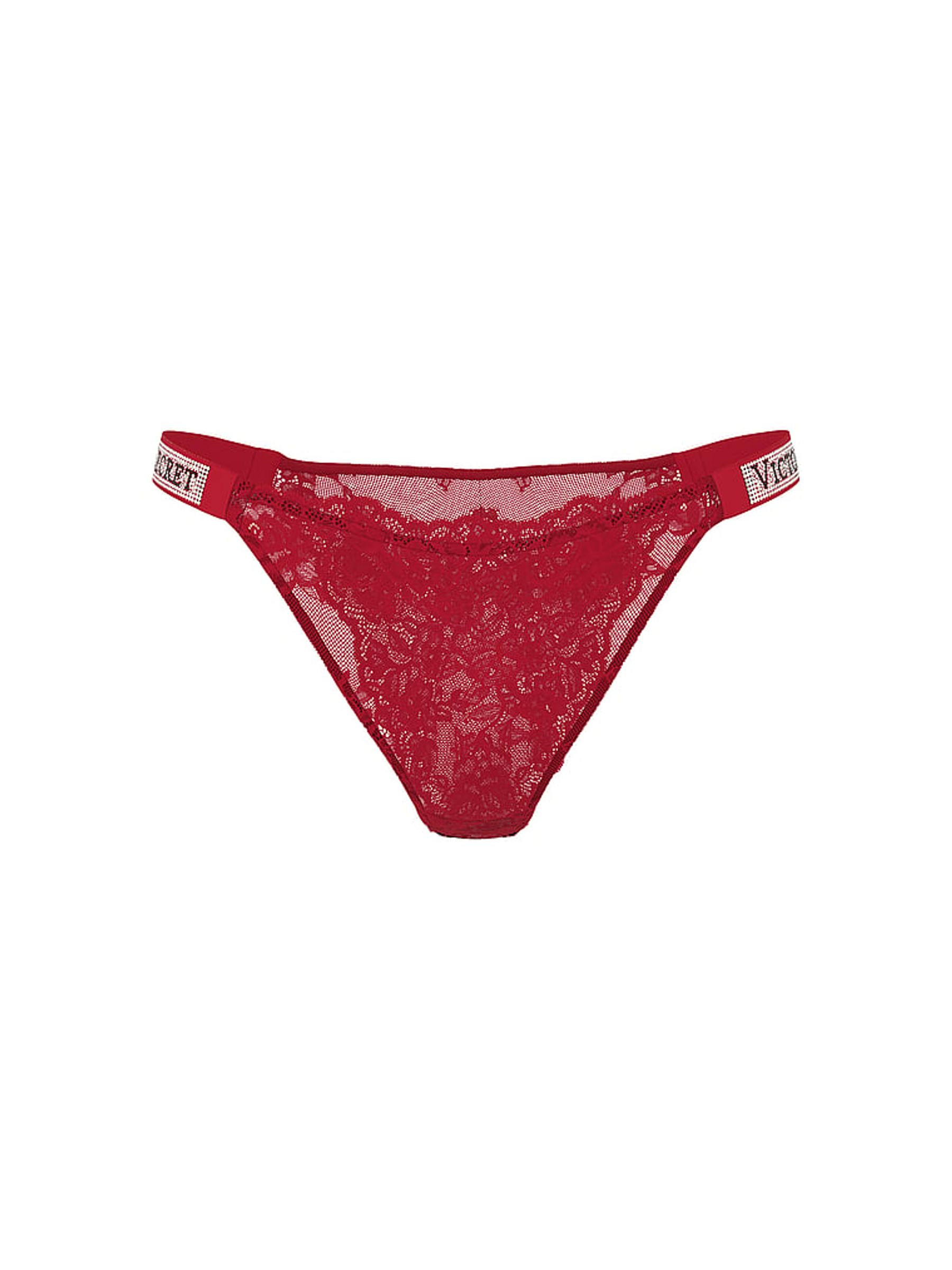 Red Lacquer Brazilian Shine Strap Lace Knickers - Image 1 of 1