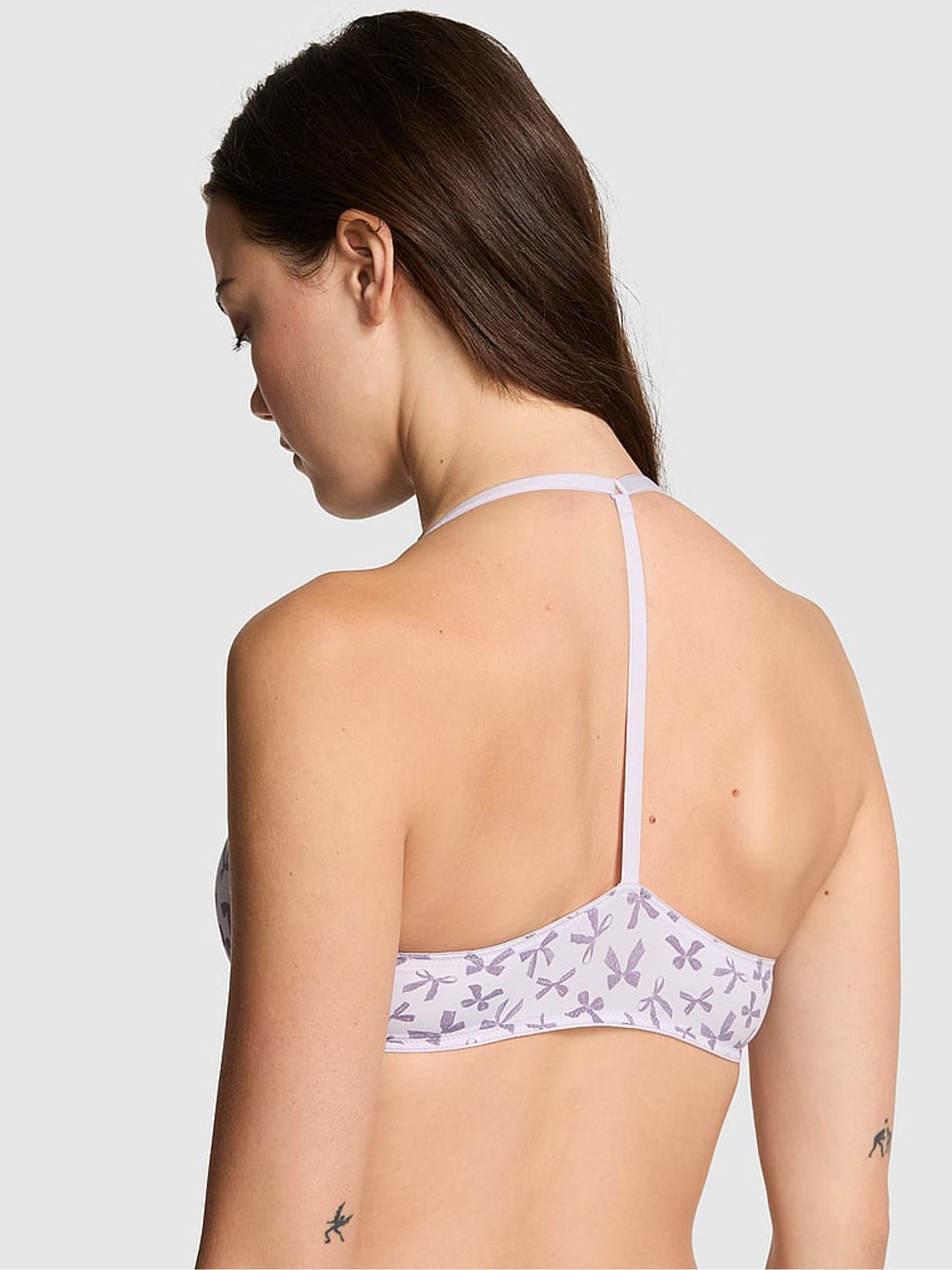 Purple Bow Print Push Up Front-Close Push Up Bra - Image 2 of 3