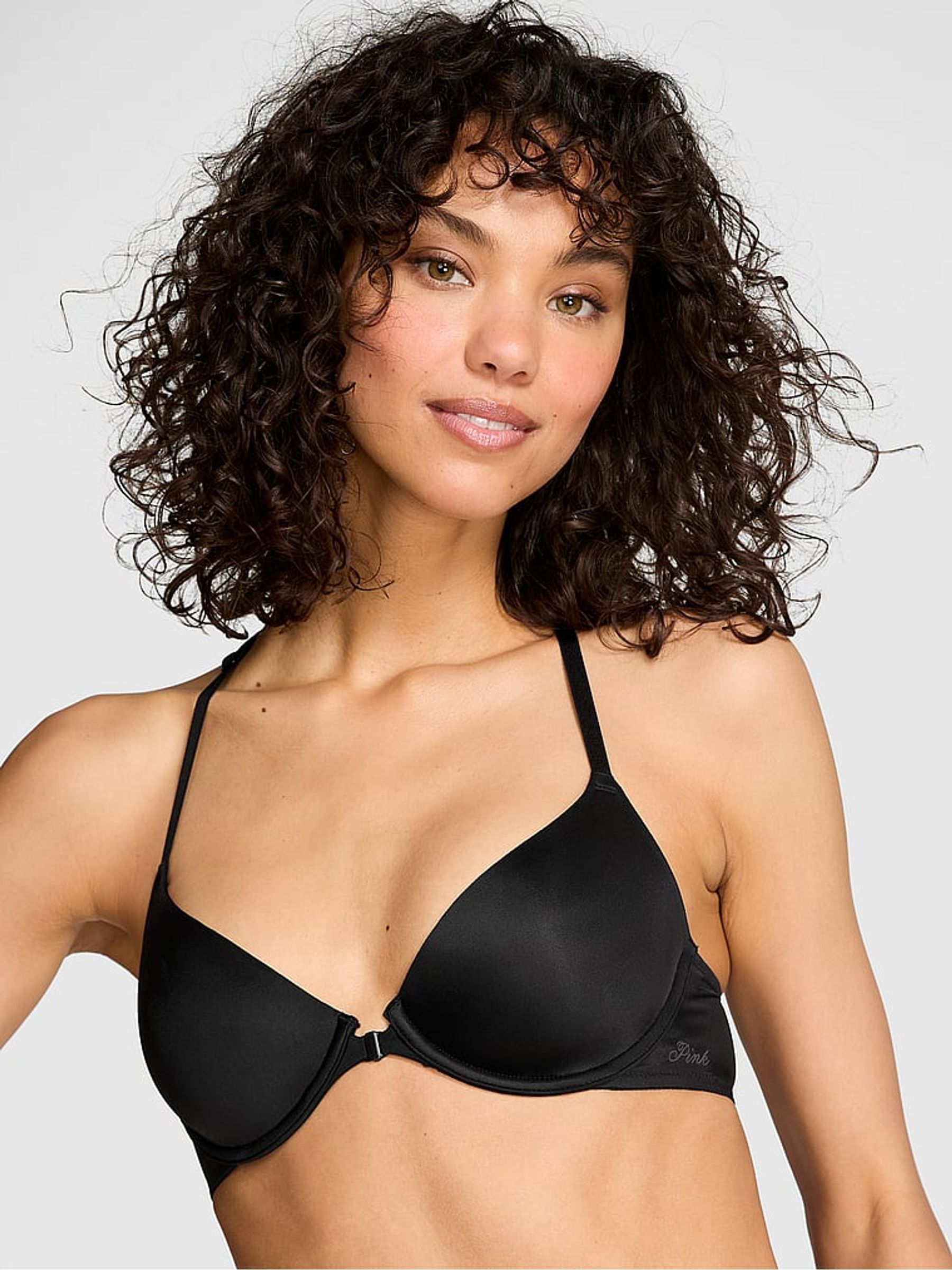 Black Front-Close Lightly Lined T-Shirt Bra - Image 1 of 3