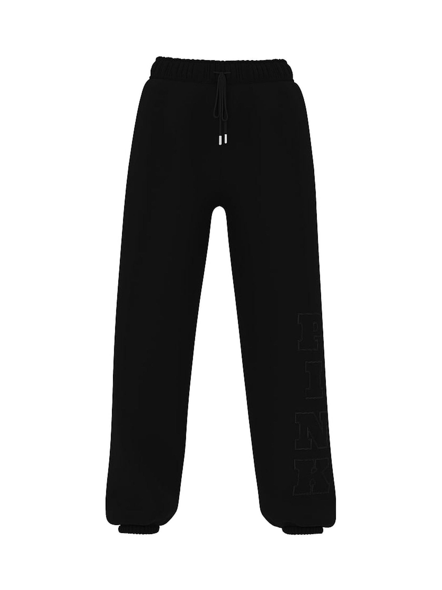 Pure Black Fleece Joggers - Image 4 of 4