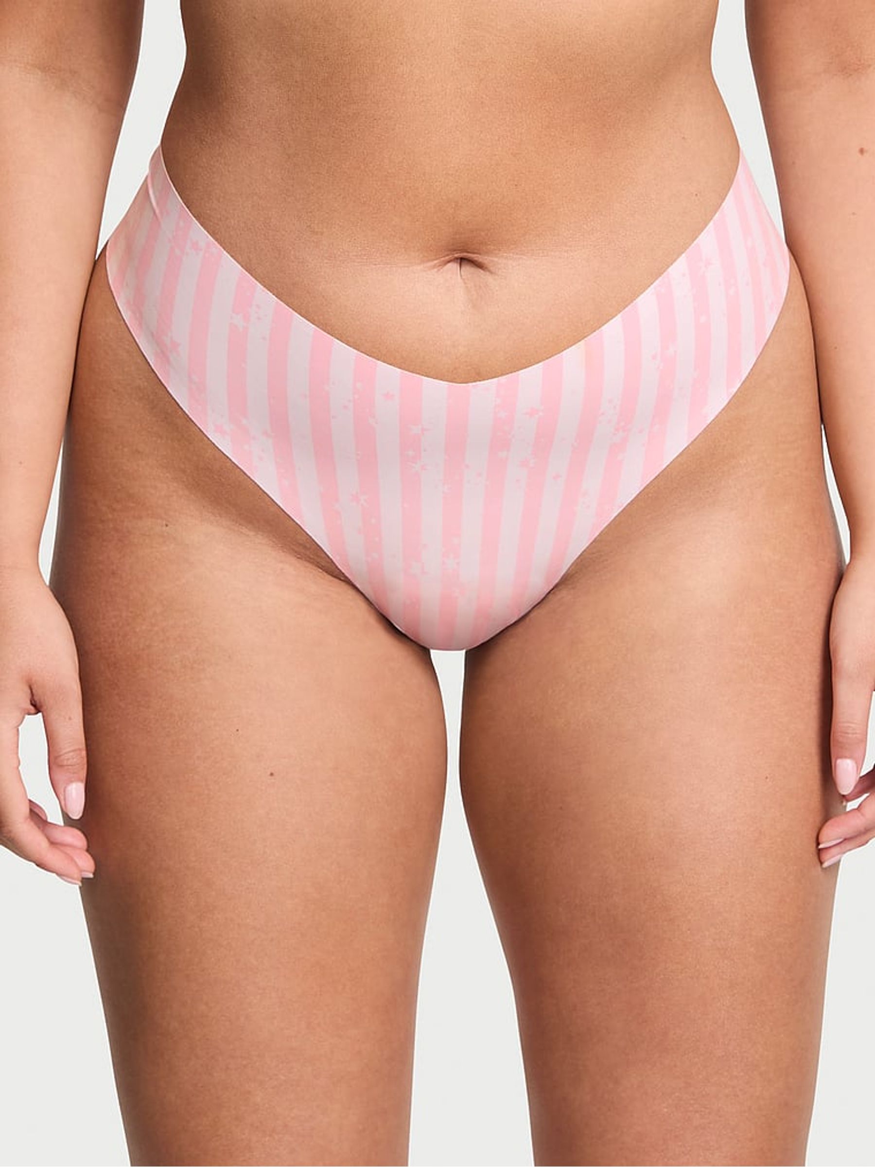 Pink Star Stripes Thong Print Knickers - Image 1 of 2