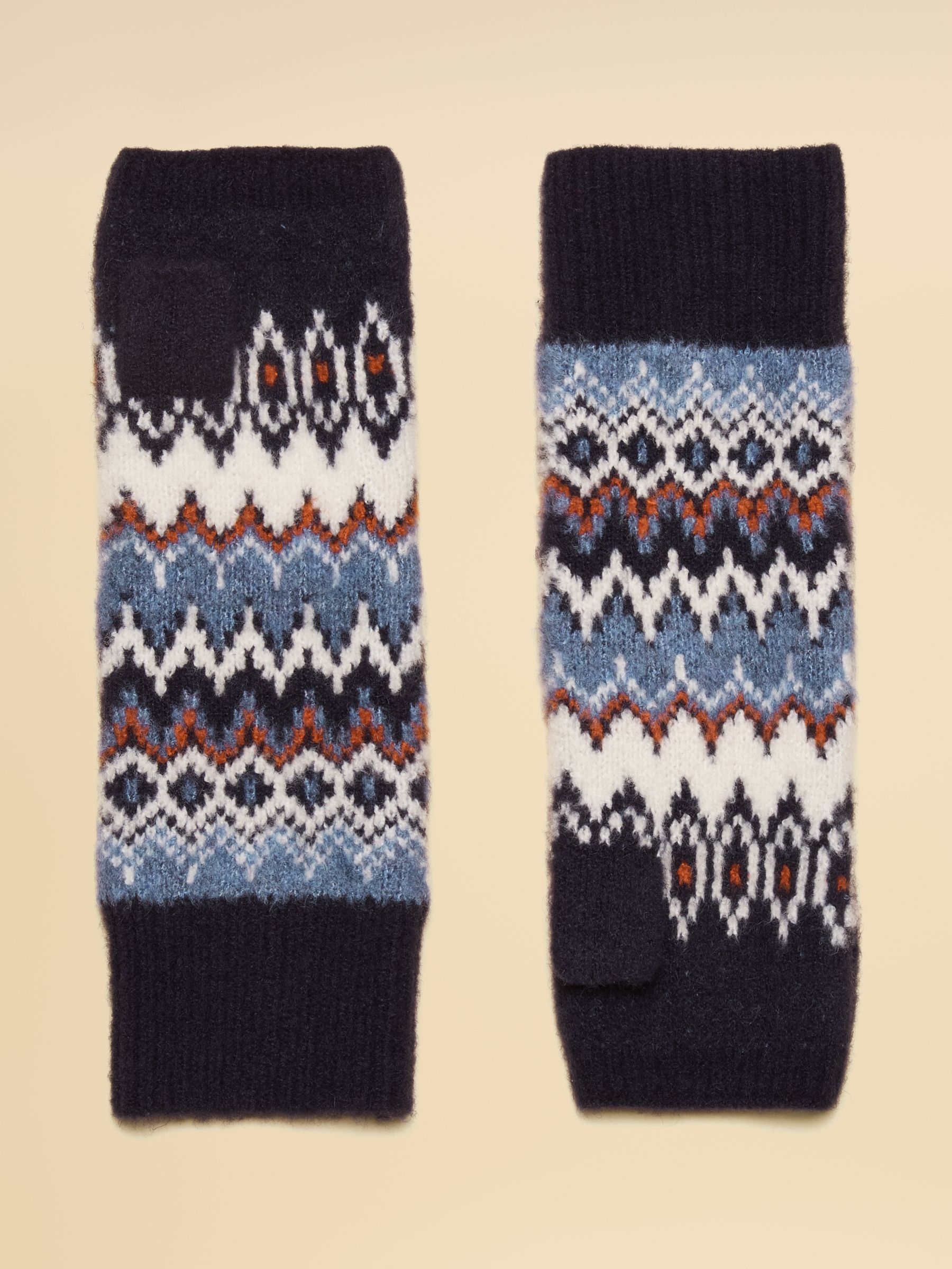 Kara Navy Fingerless Fair Isle Glove - Image 2 of 3
