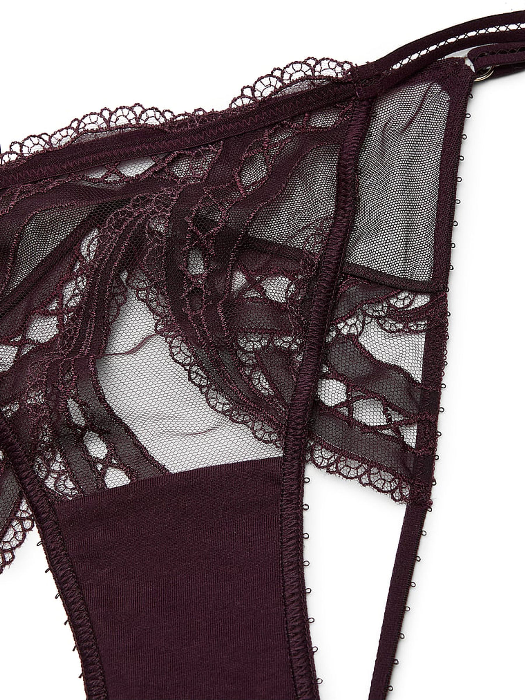 Winter Wine Red Bikini Lace Embroidery Open Back Knickers - Image 5 of 5