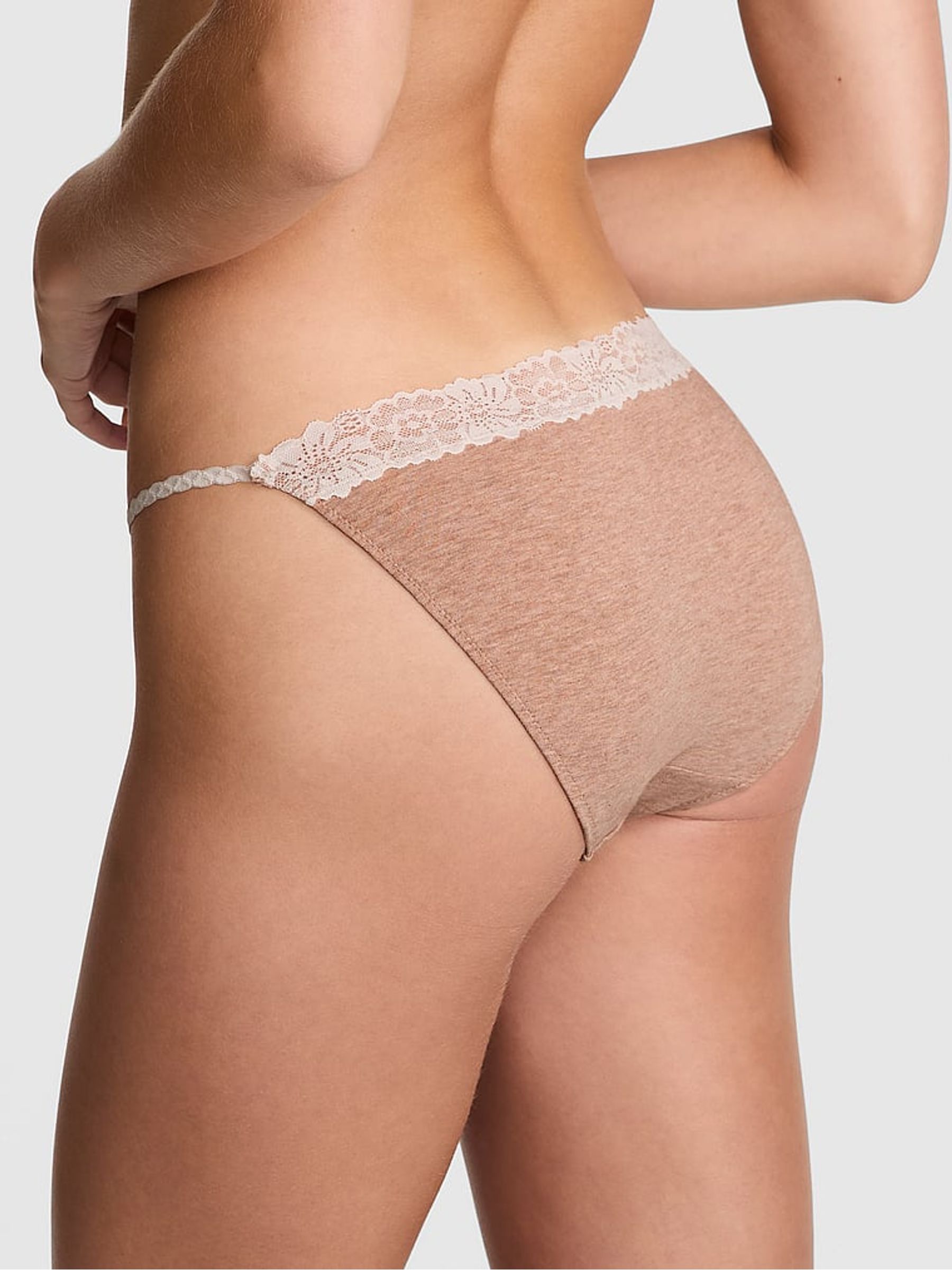 Praline Nude Bikini Cotton Heather Lace Trim Knickers - Image 2 of 3