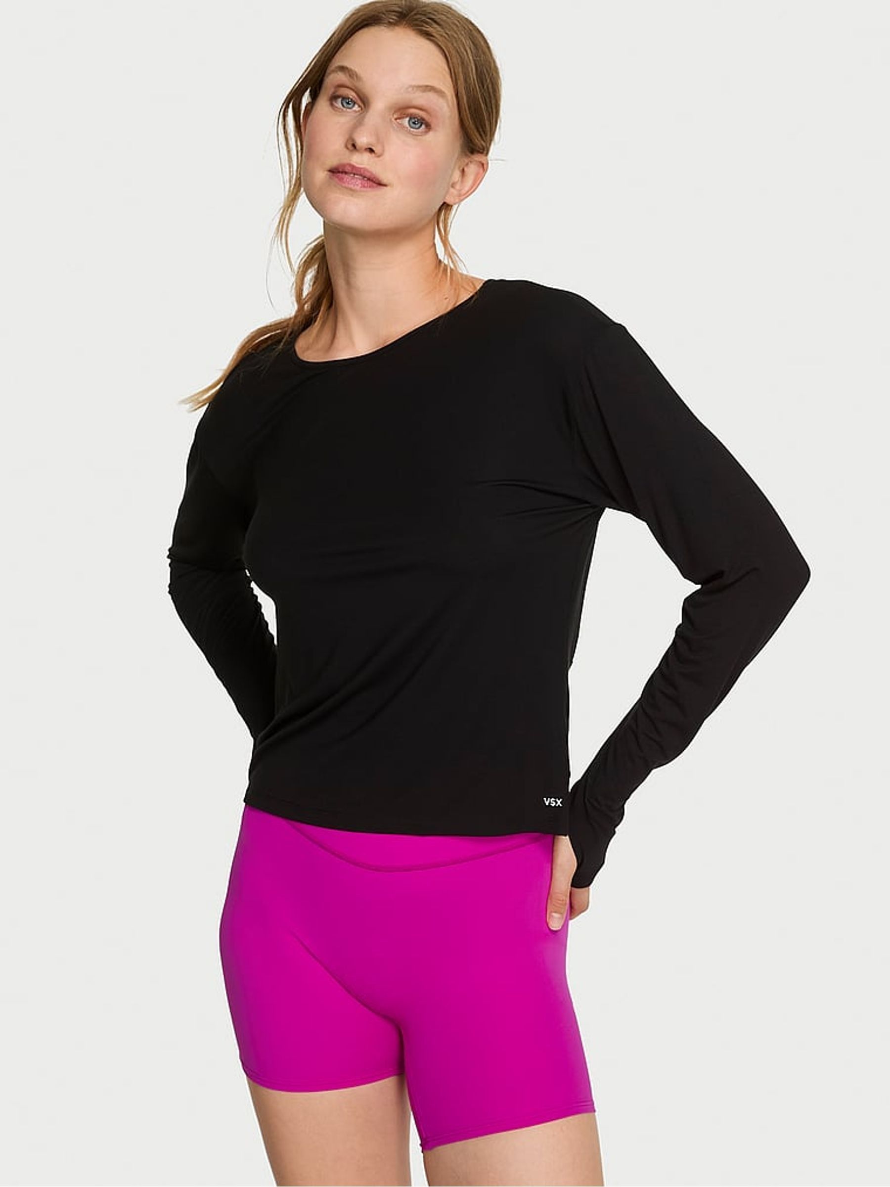 Black VSX Long Sleeve Open Back T-Shirt - Image 1 of 2