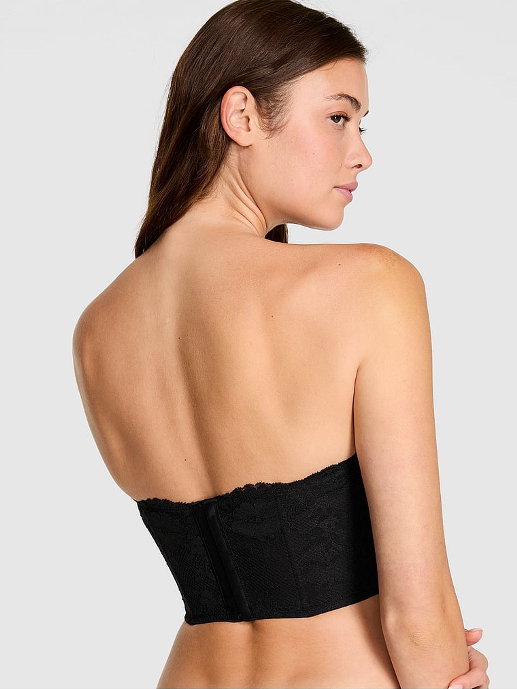 Black Lace Deep V Cropped Corset Top - Image 2 of 2