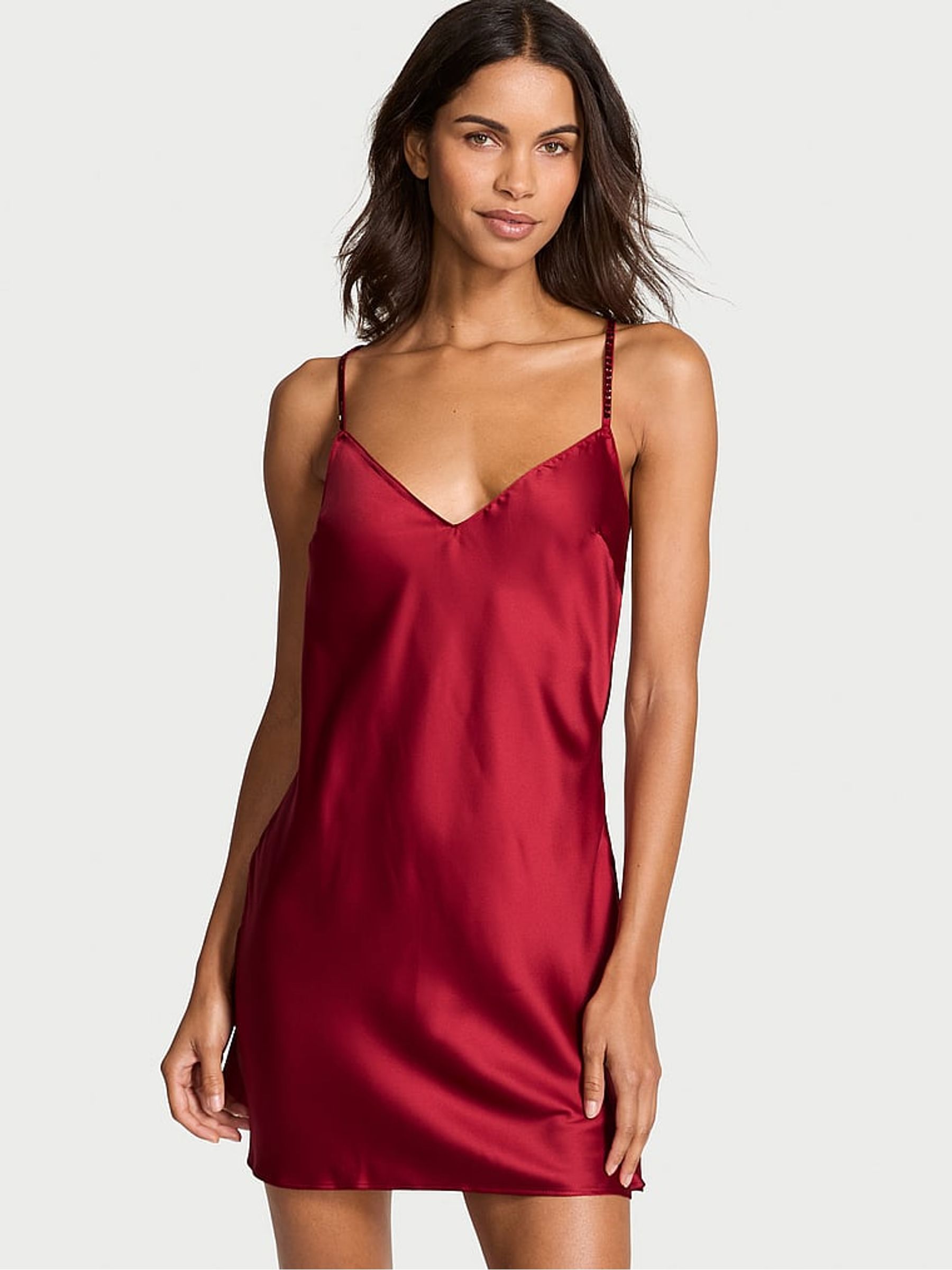 Red Lacquer Crystal Bow Slip Dress - Image 2 of 2