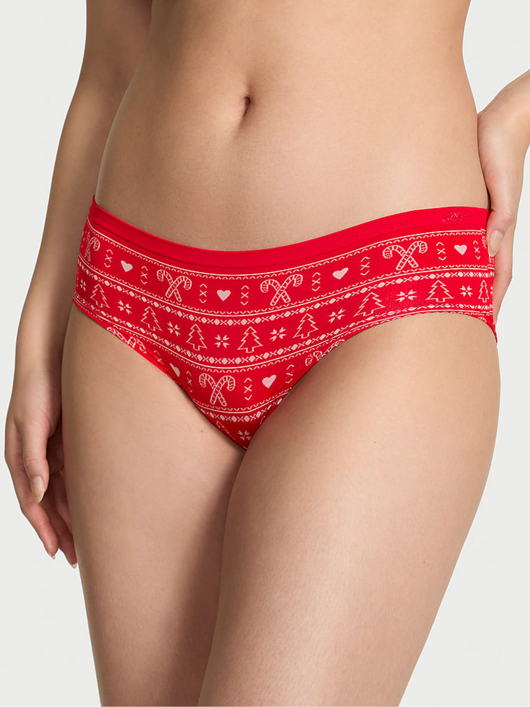 Bright Vermillion Red Fairisle Print Hipster Seamless Knickers - Image 1 of 2