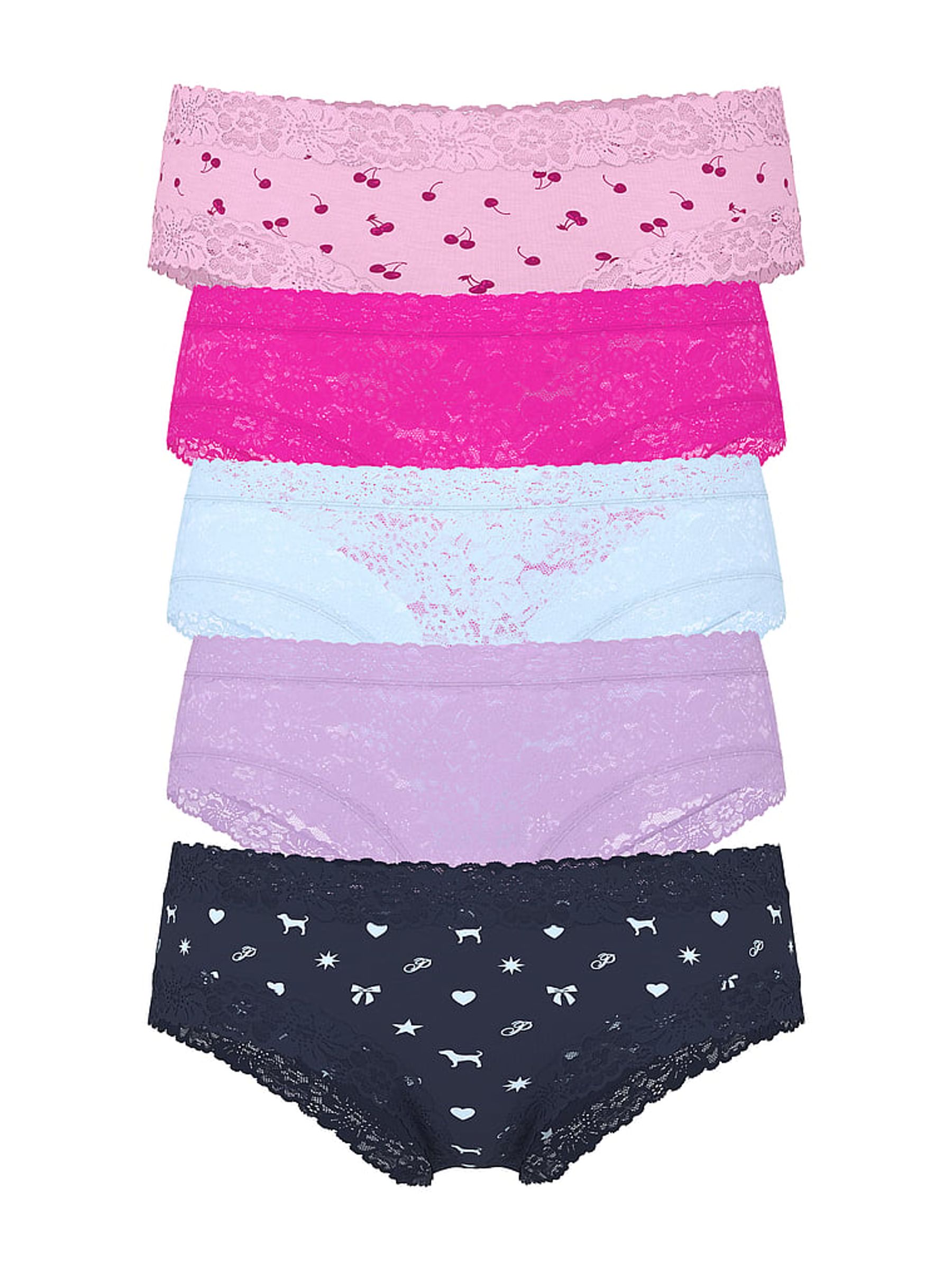 Heritage Pink Cheeky Lace Knickers 5 Pack - Image 1 of 2