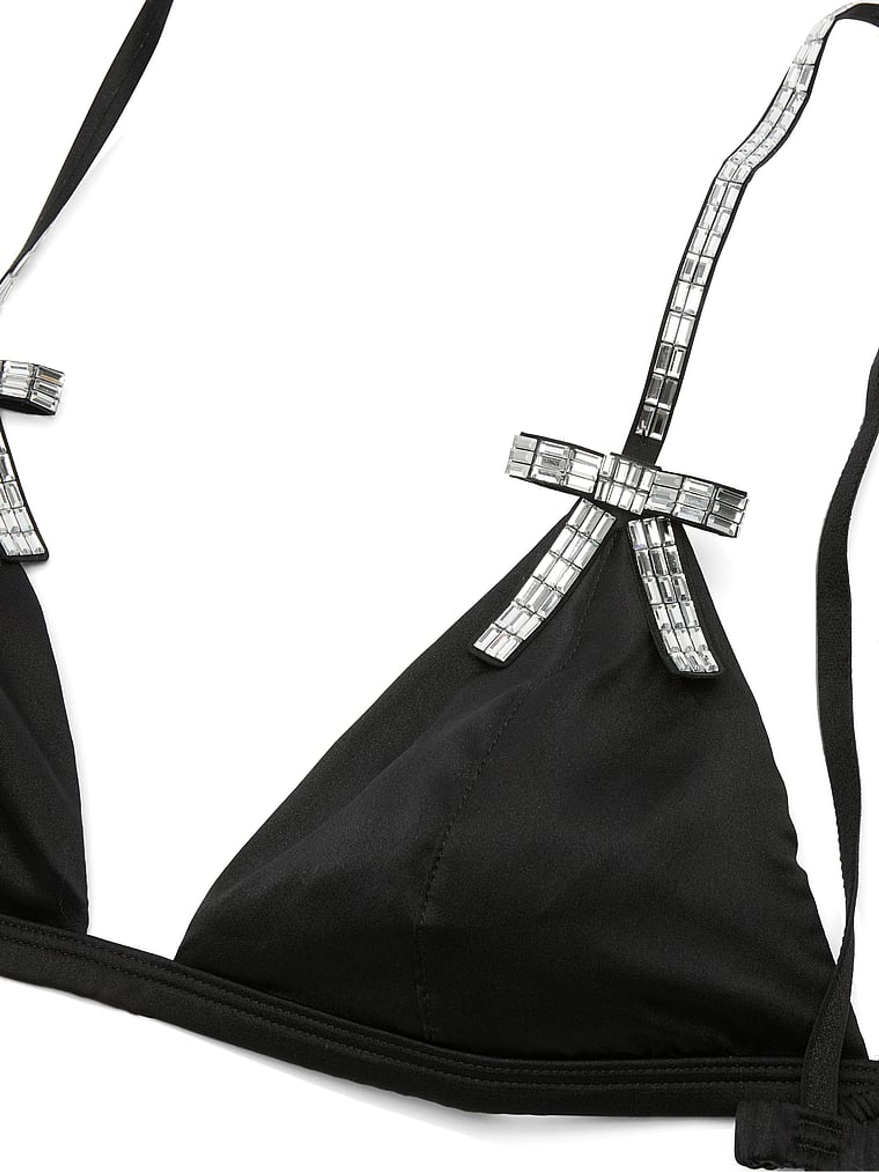 Black Crystal Bow Triangle Bralette - Image 3 of 3 Black Crystal Bow Triangle Bralette - Image 3 of 3