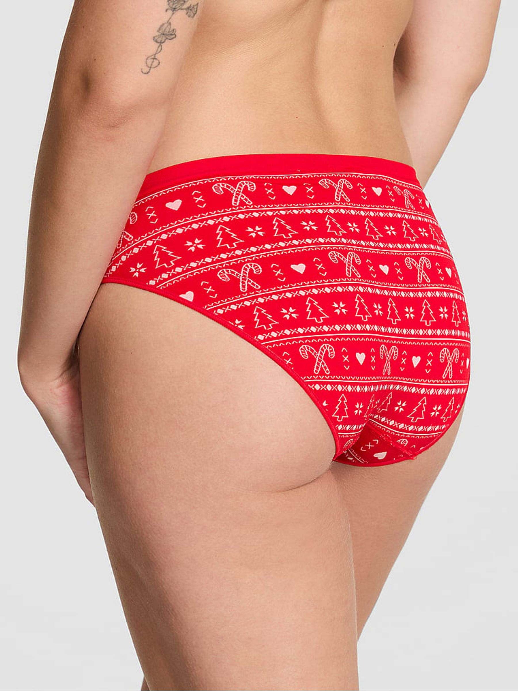 Bright Vermillion Red Fairisle Print Bikini Seamless Knickers - Image 2 of 2