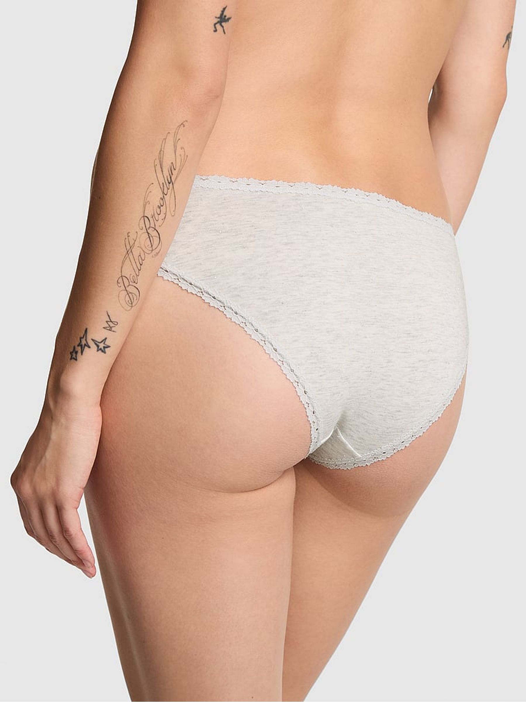 Snow White Cheeky Cotton Heather Lace Trim Knickers - Image 2 of 3