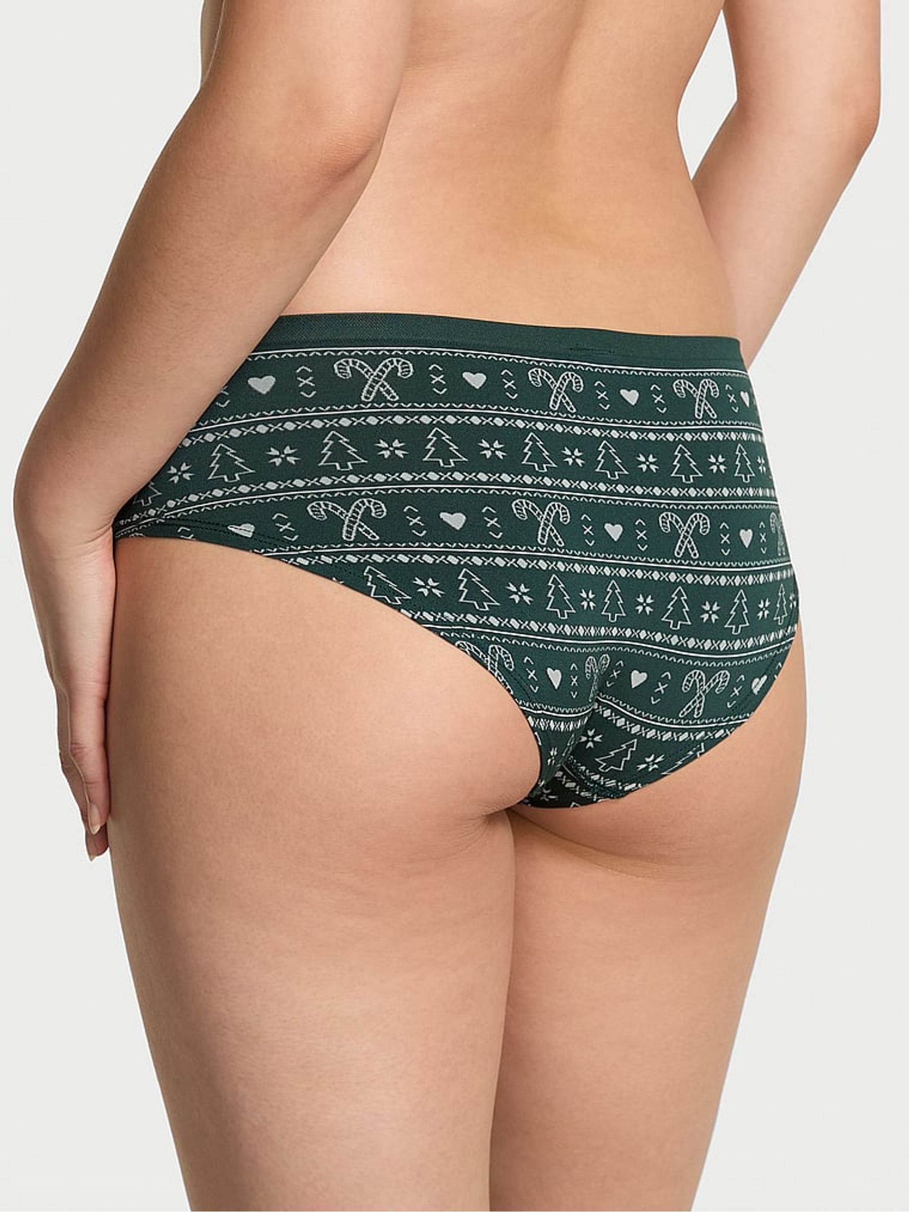 Deep Forest Green Fairisle Print Hipster Seamless Knickers - Image 2 of 2 Deep Forest Green Fairisle Print Hipster Seamless Knickers - Image 2 of 2