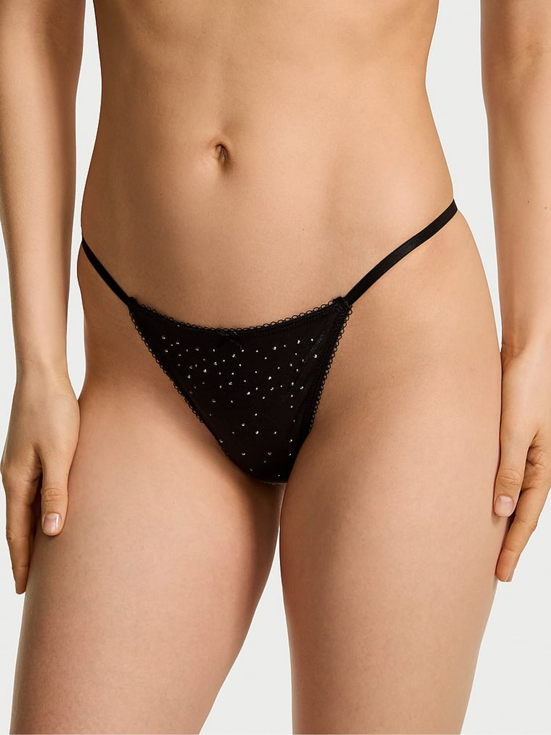 Black Thong Shimmer Knickers - Image 1 of 2