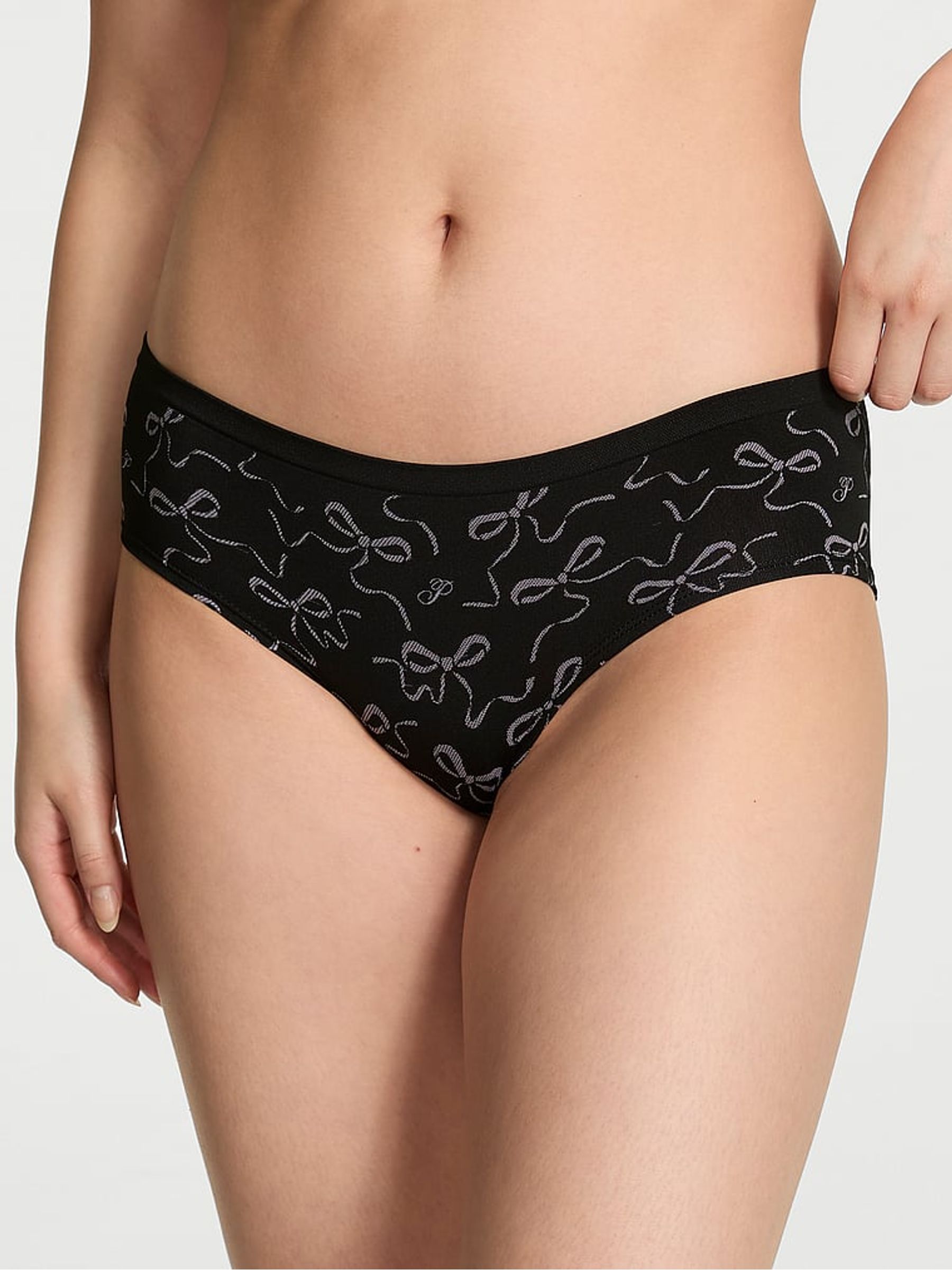 Black Bow Print Hipster Seamless Knickers - Image 1 of 3