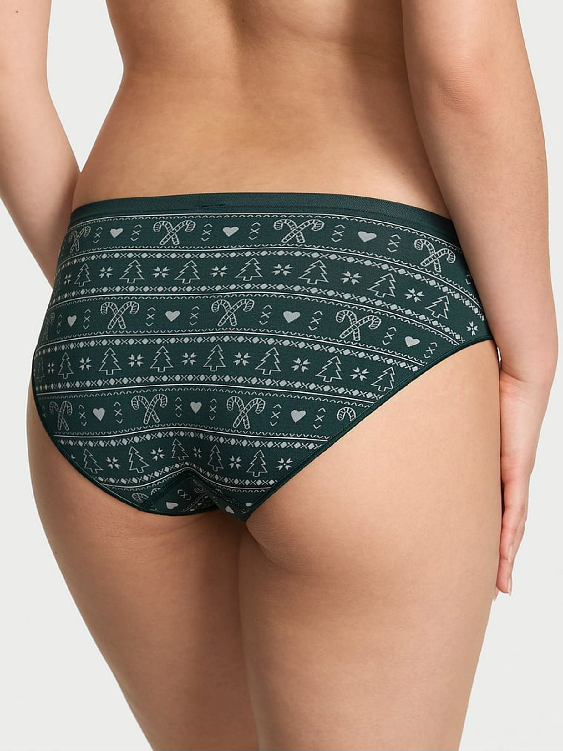 Deep Forest Green Fairisle Print Bikini Seamless Knickers - Image 2 of 2