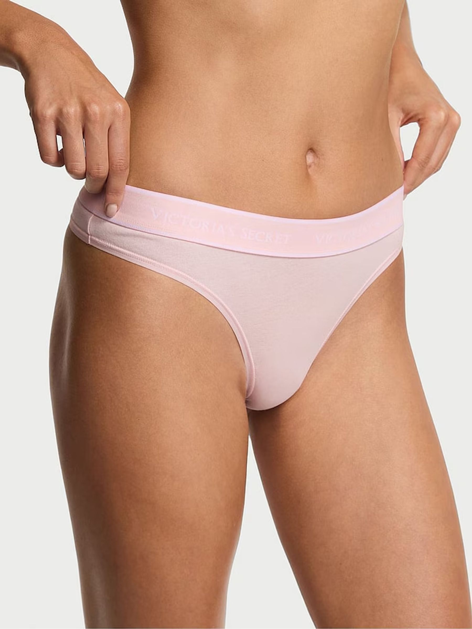 Black/Grey/Pink/White Thong Knickers 5 Pack - Image 2 of 3