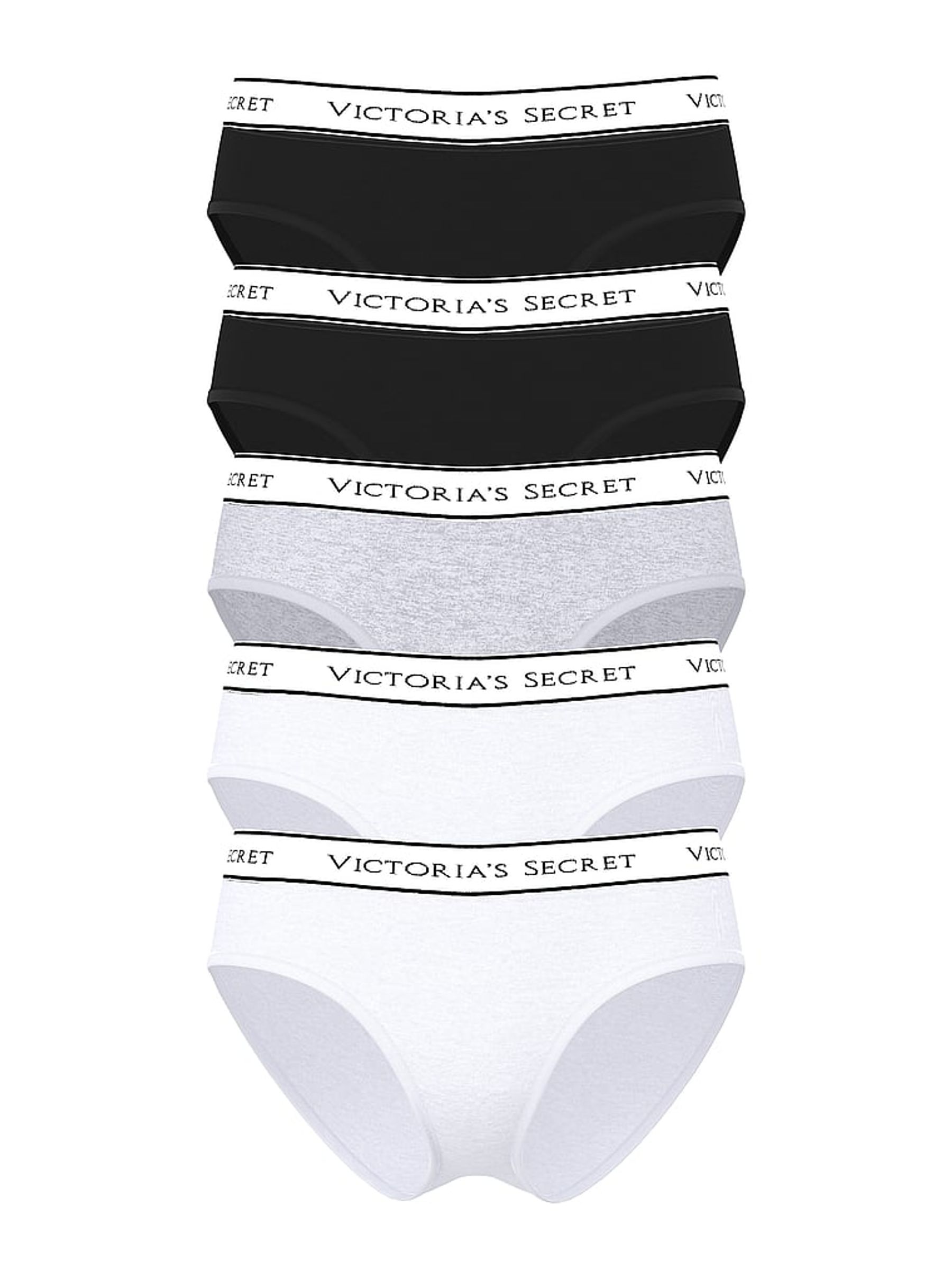 Black/Grey/White Hipster Knickers 5 Pack - Image 1 of 2
