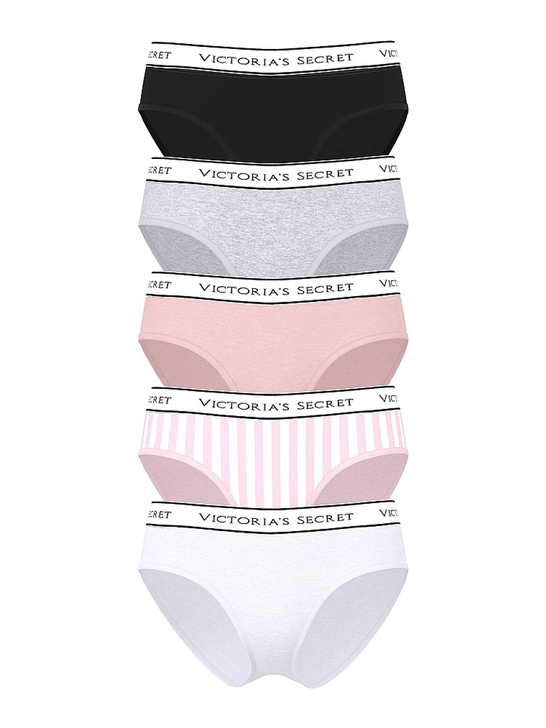 Black/Grey/Pink/White Hipster Knickers 5 Pack - Image 1 of 2