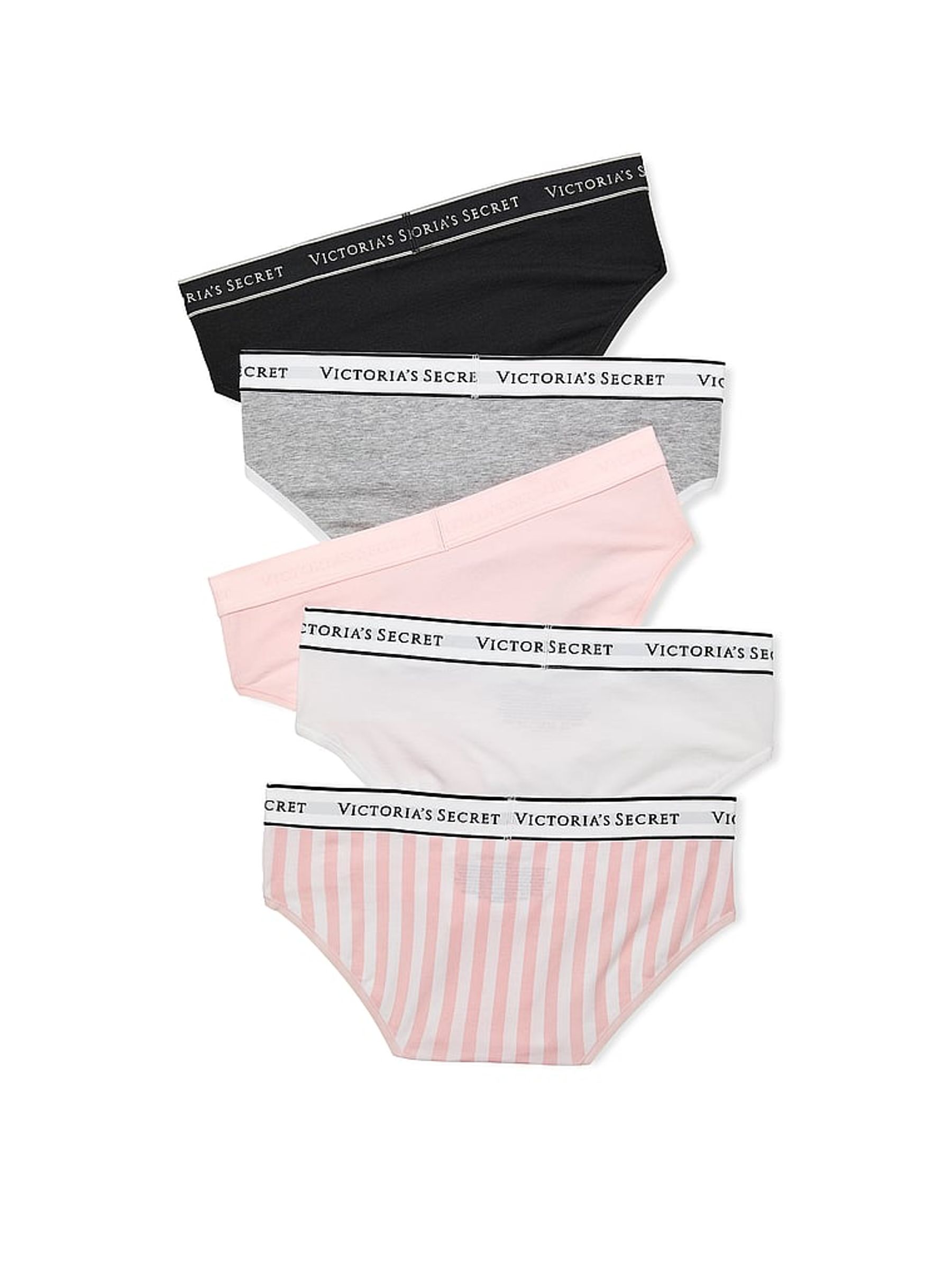 Black/Grey/Pink/White Hipster Knickers 5 Pack - Image 2 of 2