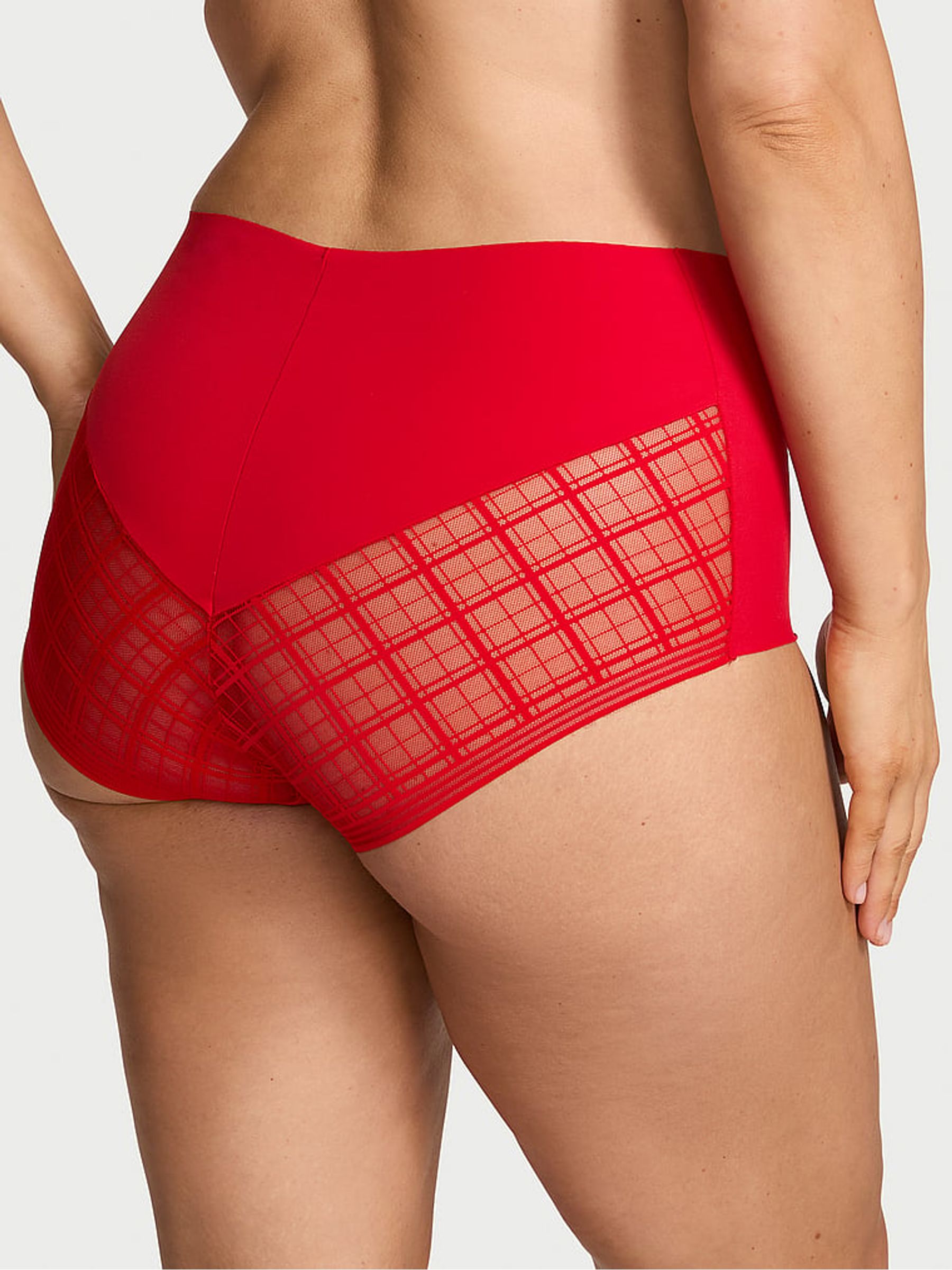 Lipstick Red Brief Tartan Mesh Knickers - Image 2 of 2 Lipstick Red Brief Tartan Mesh Knickers - Image 2 of 2