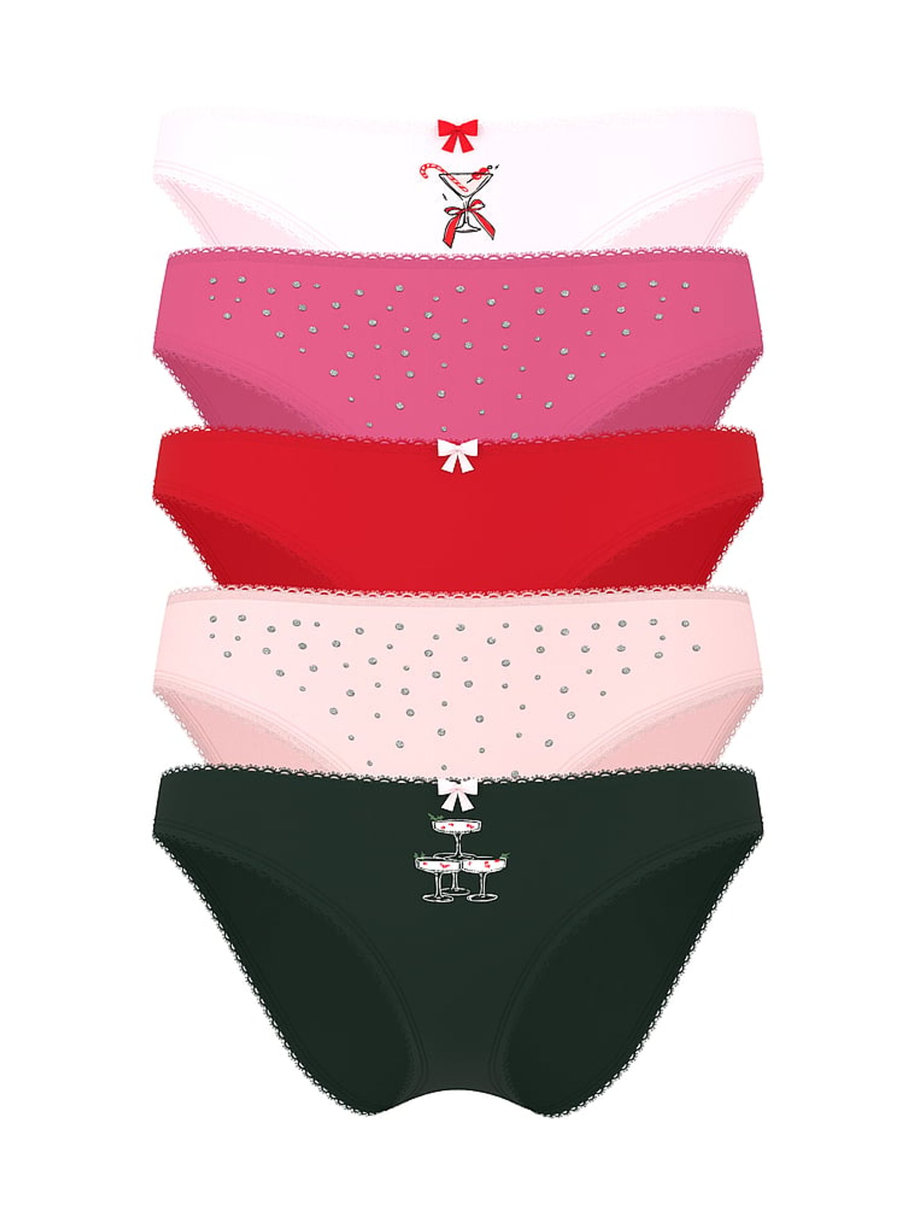 Pink Red Green Bikini Knickers 5 Pack - Image 1 of 1