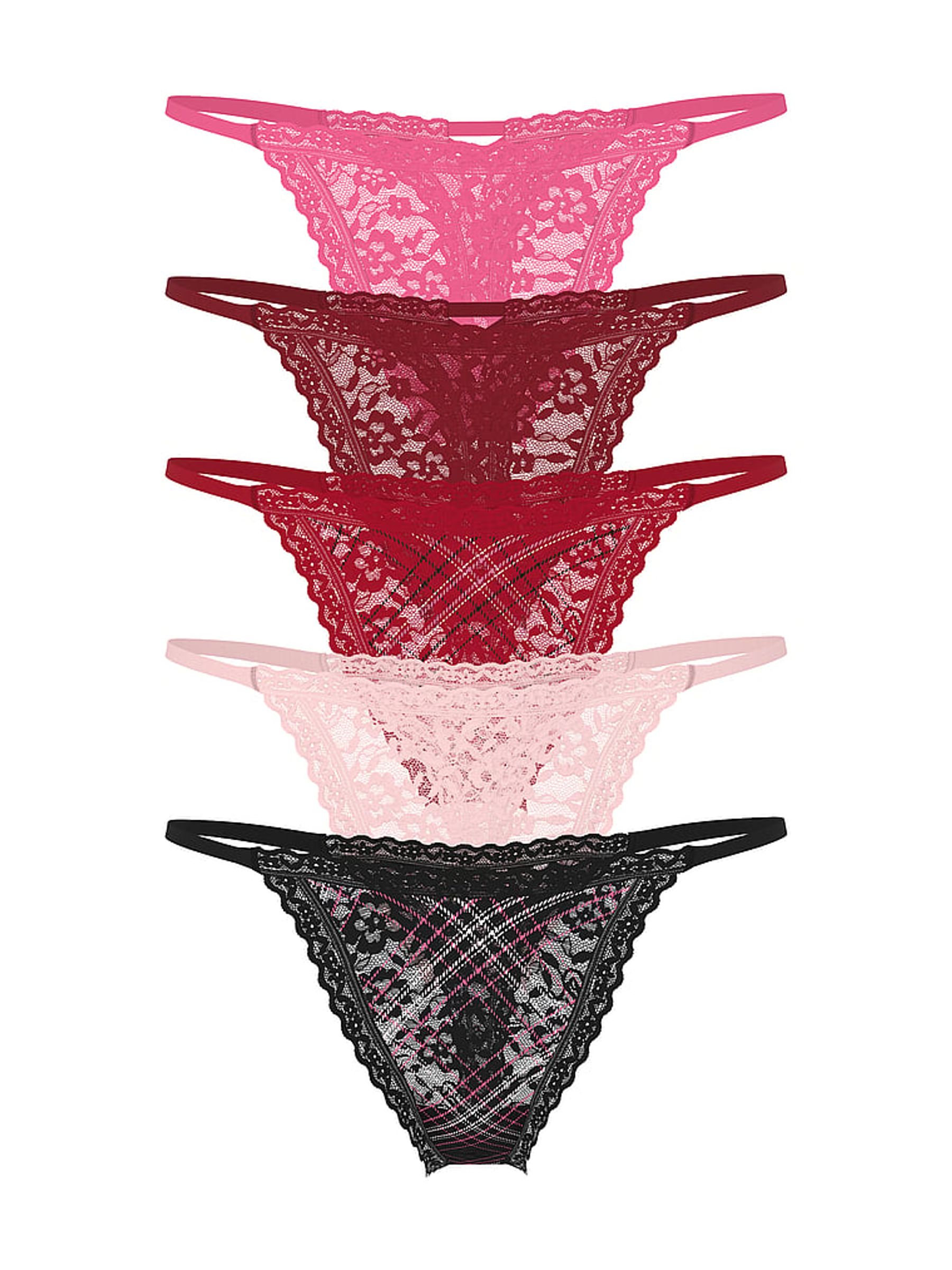Pink/Red/Black Thong Knickers 5 Pack - Image 1 of 2