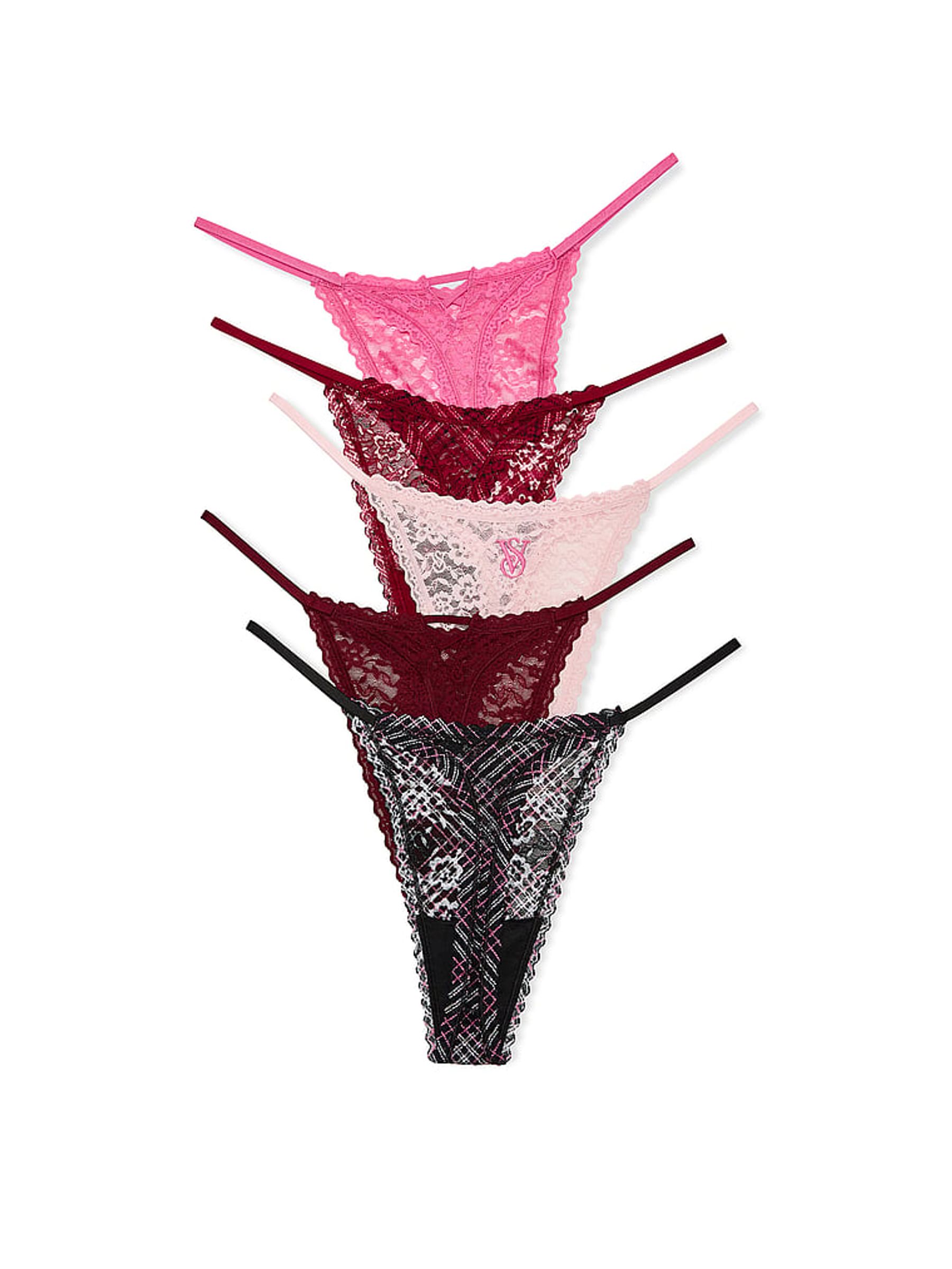 Pink/Red/Black Thong Knickers 5 Pack - Image 2 of 2