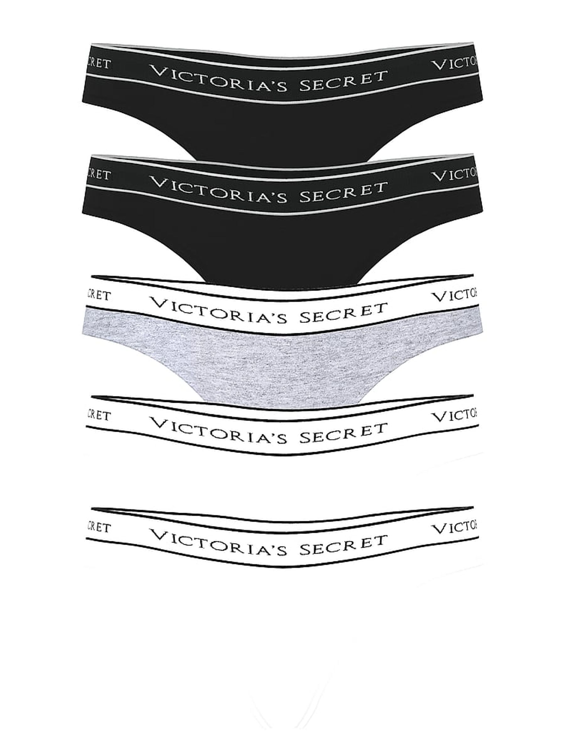 Black/Grey/White Thong Knickers 5 Pack - Image 1 of 1 Black/Grey/White Thong Knickers 5 Pack - Image 1 of 1