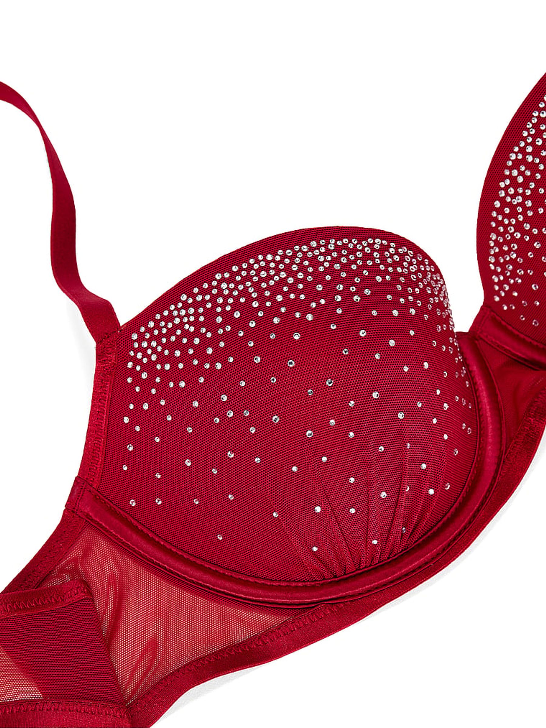 Red Lacquer Balcony Mesh Diamonte Bra - Image 3 of 3 Red Lacquer Balcony Mesh Diamonte Bra - Image 3 of 3