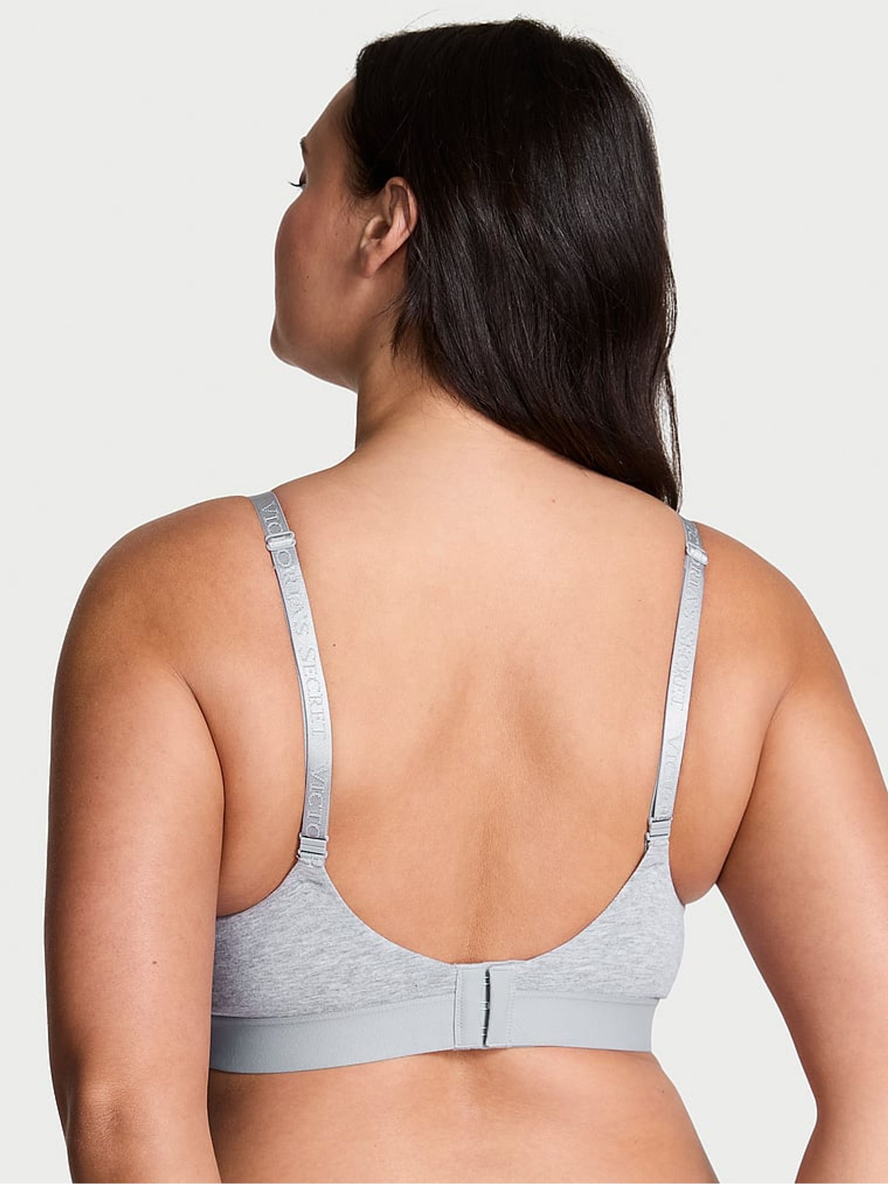 Medium Heather Grey Non Wired Lightly Lined Logo Shine Patch Bra - Image 2 of 3
