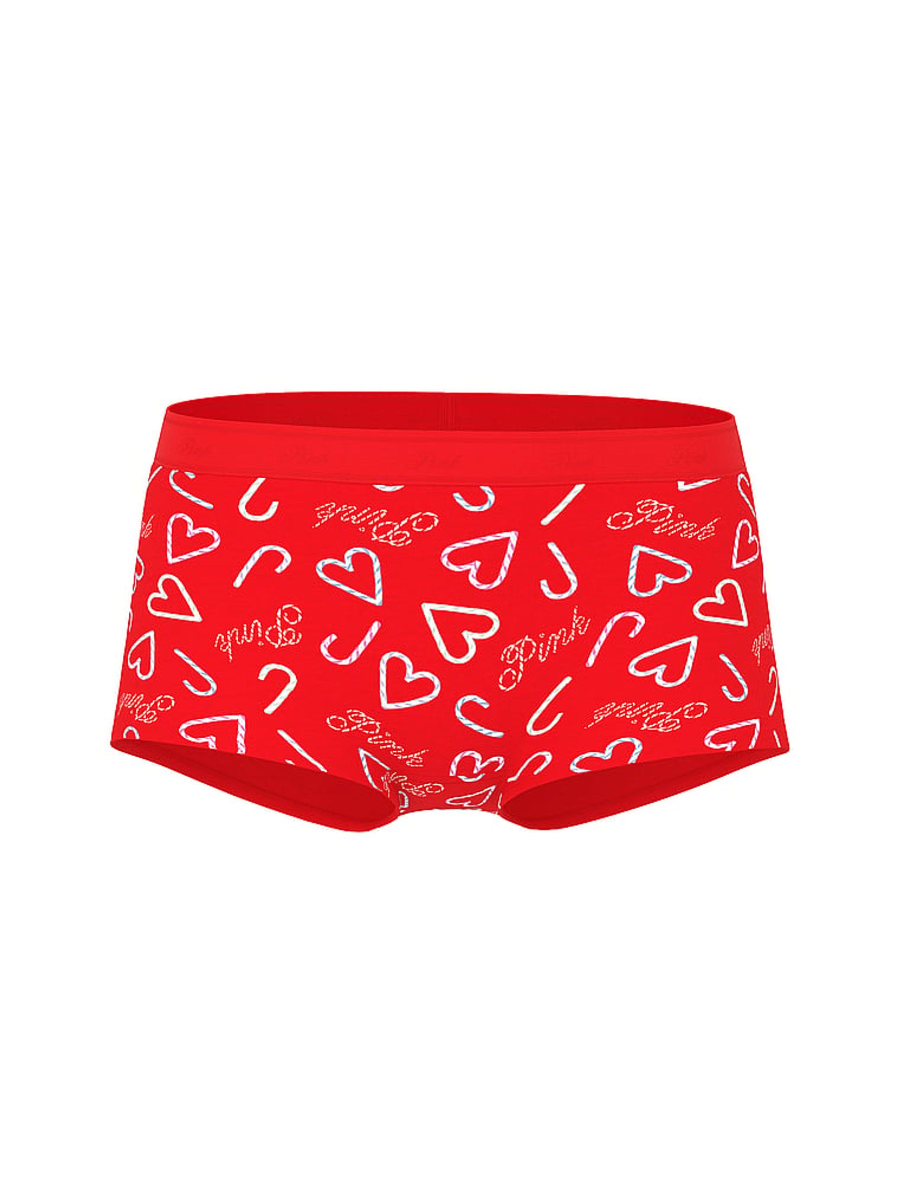Red Candy Cane Print Boyshort Cotton Logo Knickers - Image 3 of 3