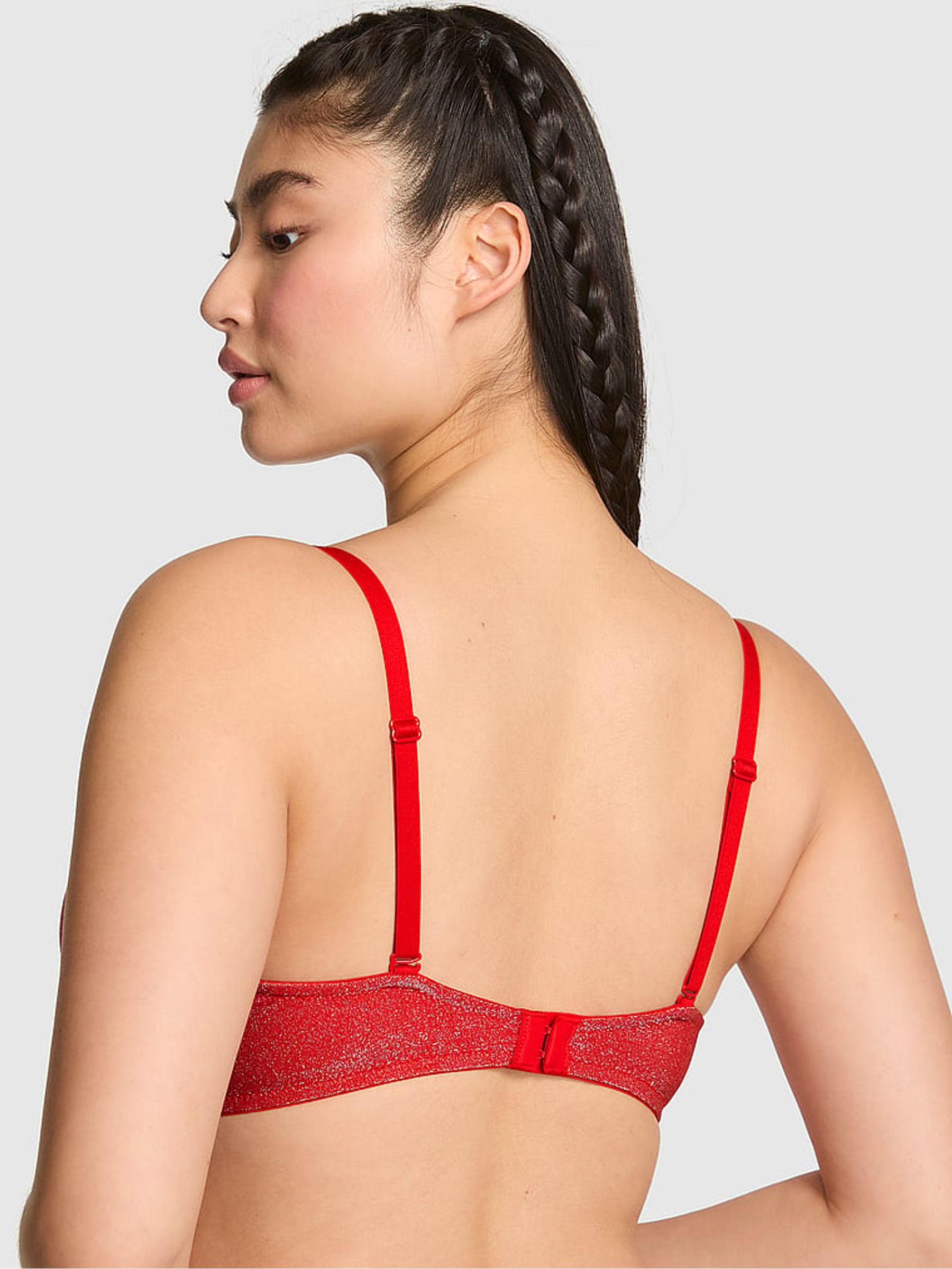 Bright Vermillion Red Shine Push Up Bra - Image 2 of 3