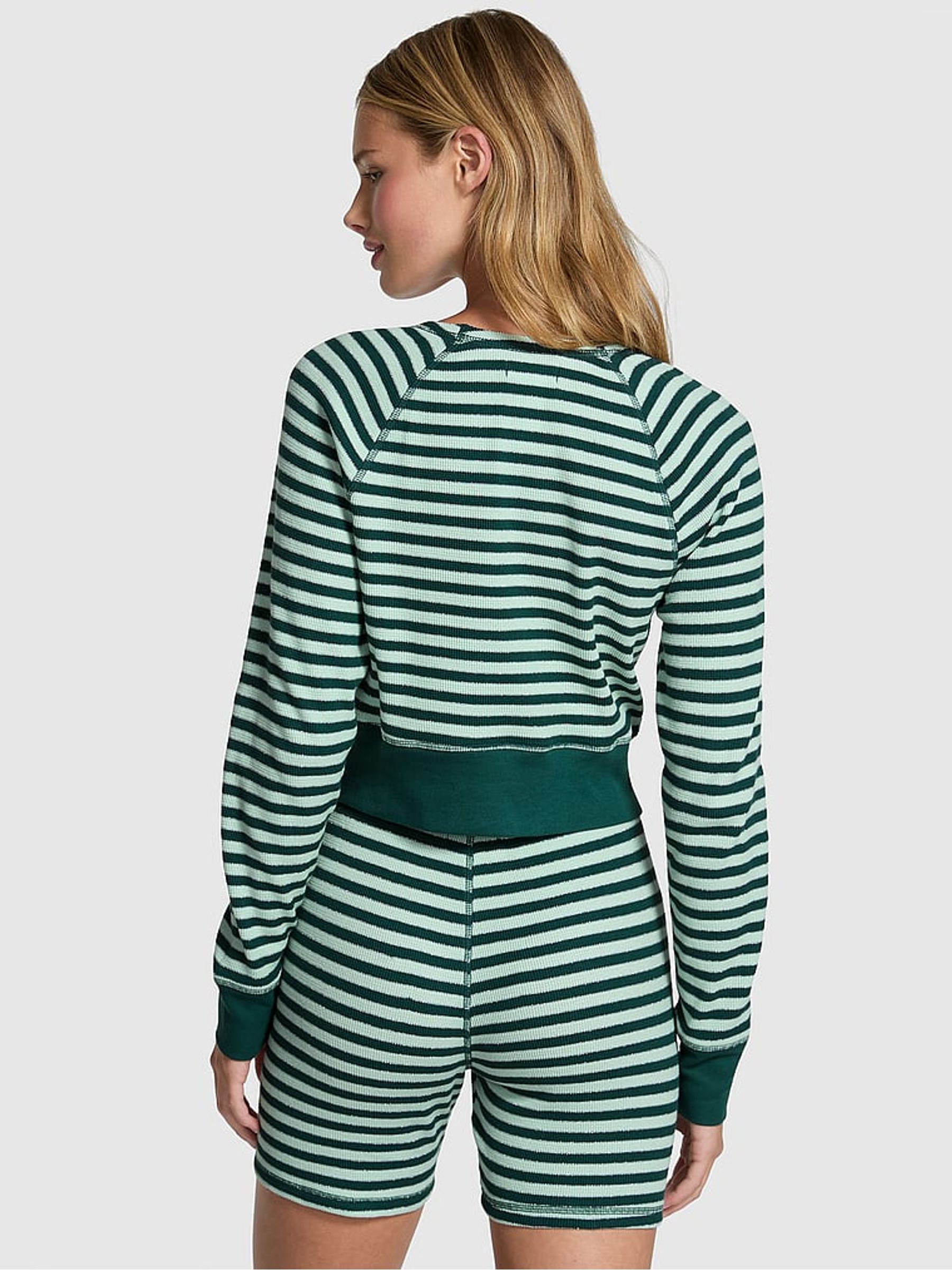 Deep Forest Green Stripe Thermal Pyjamas Set - Image 2 of 2